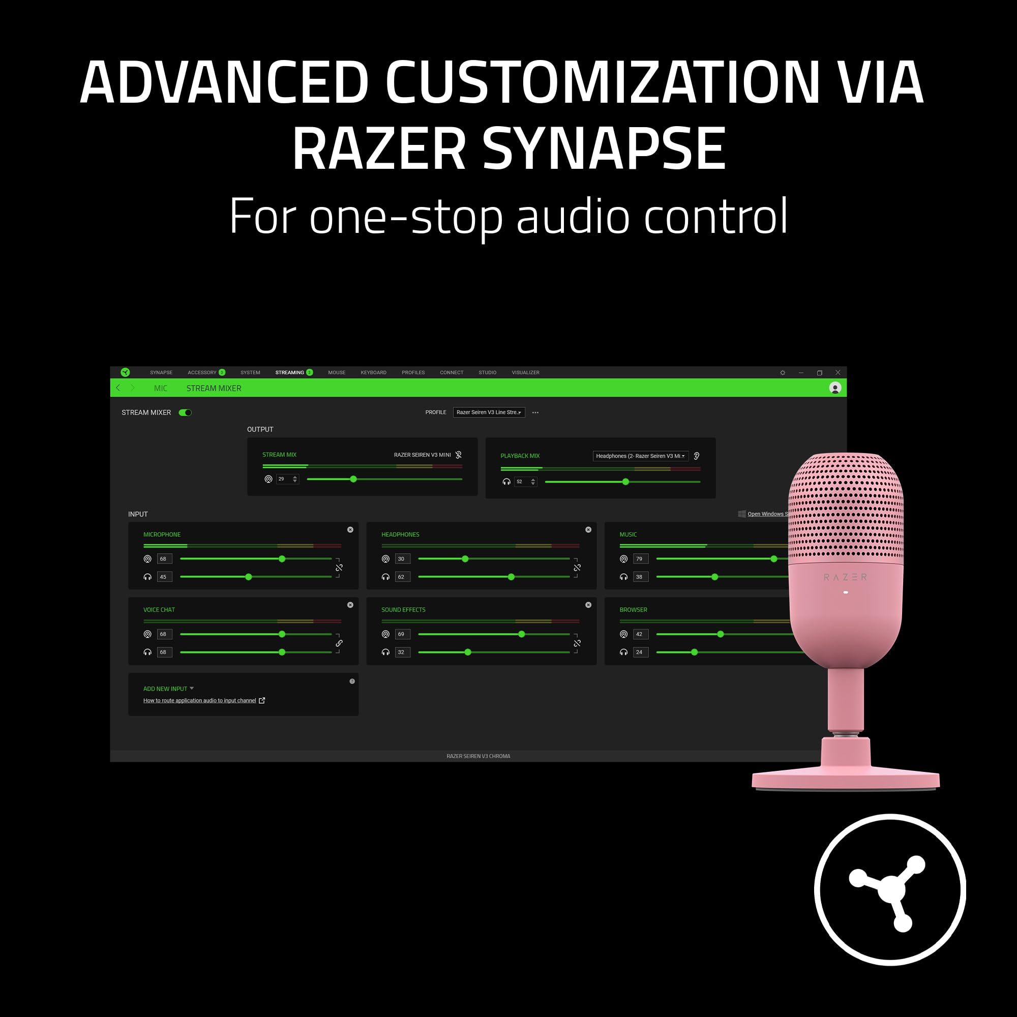 Razer Seiren V3 Mini USB Mic - Supercardioid Condenser Mic for PC Streaming & Gaming
