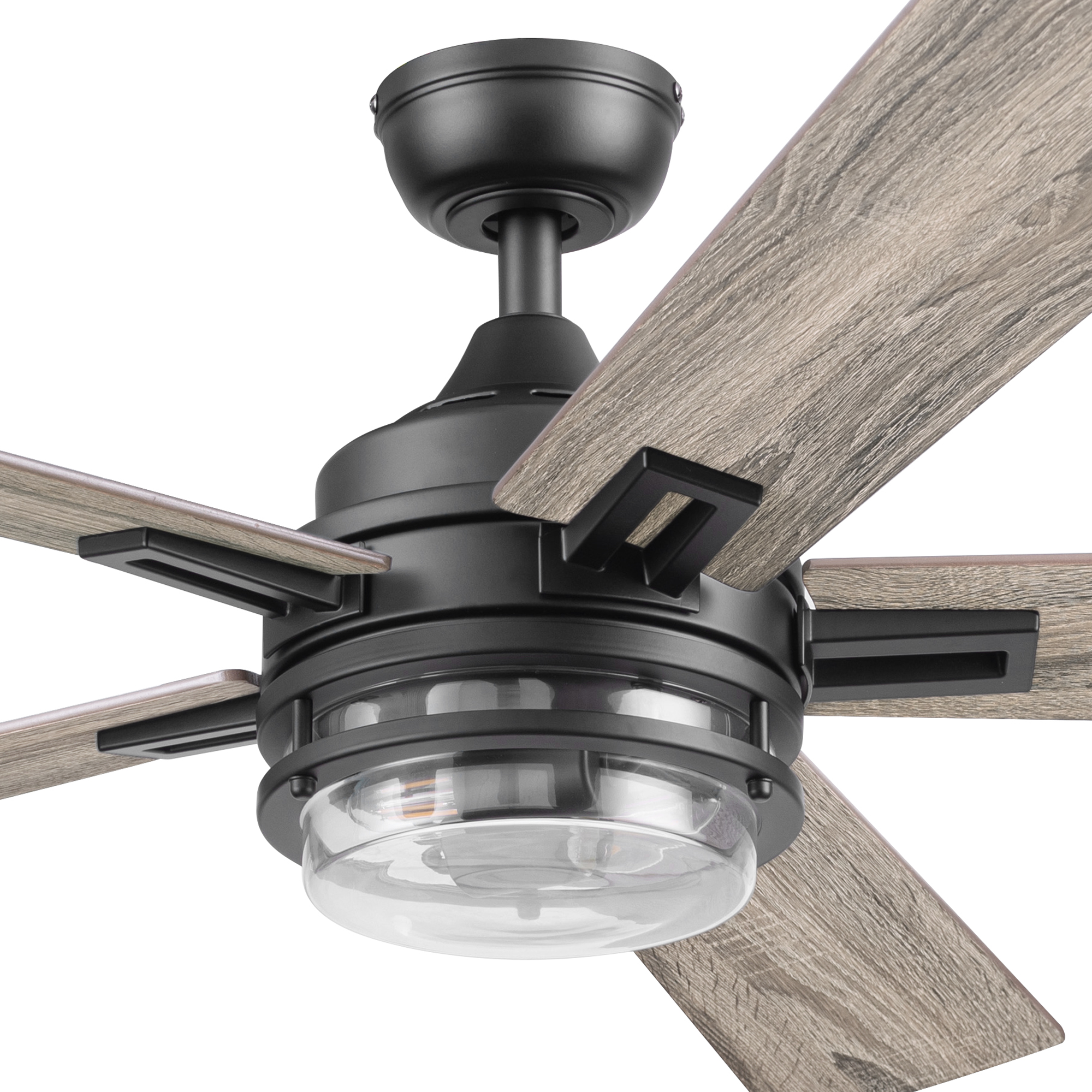 52 Inch Honeywell Myers Park Matte Black Ceiling Fan with Light Kit & Remote Control - Energy Efficient Indoor/Outdoor Cooling for Living Room, Bedroom, Patio