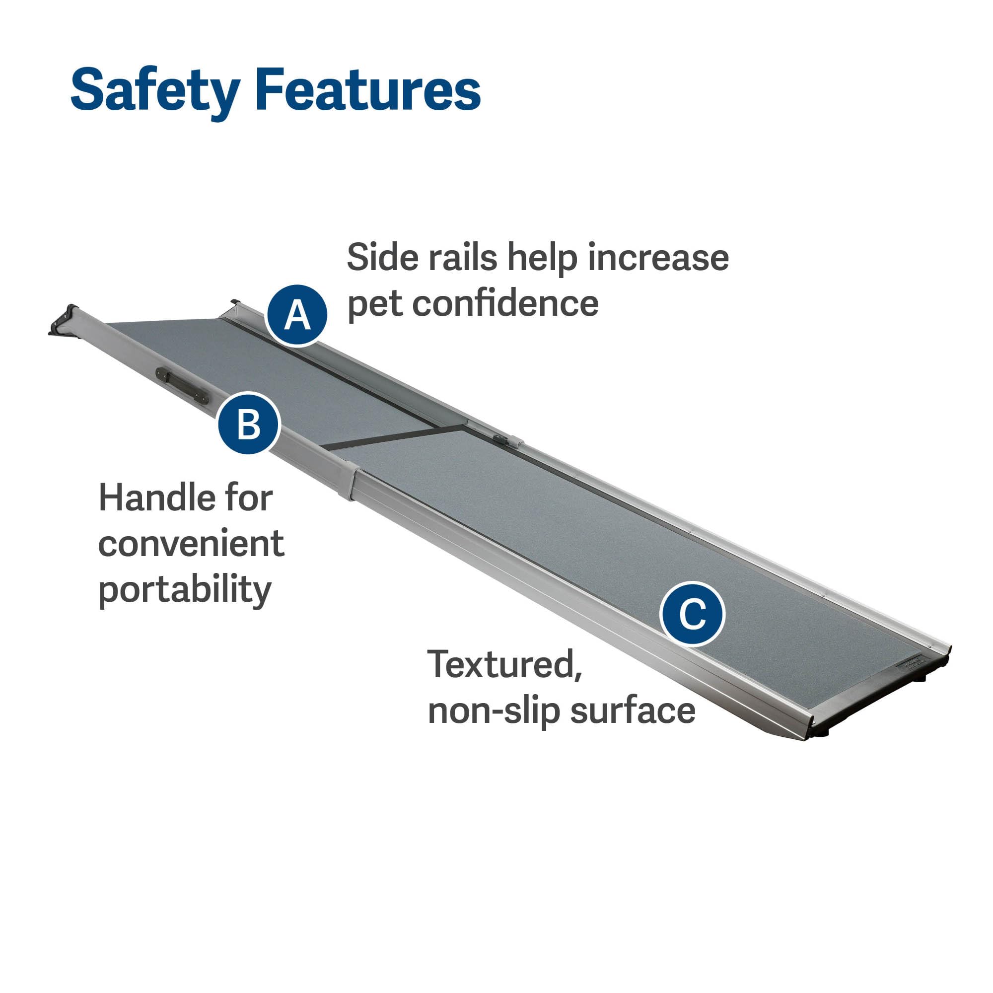 PetSafe Happy Ride Extra Long Telescoping Dog Ramp - Adjustable Portable Pet Ramp for Cars, Trucks & SUVs - Perfect for Elderly Dogs & Small Pets to Safely Enter Vehicles