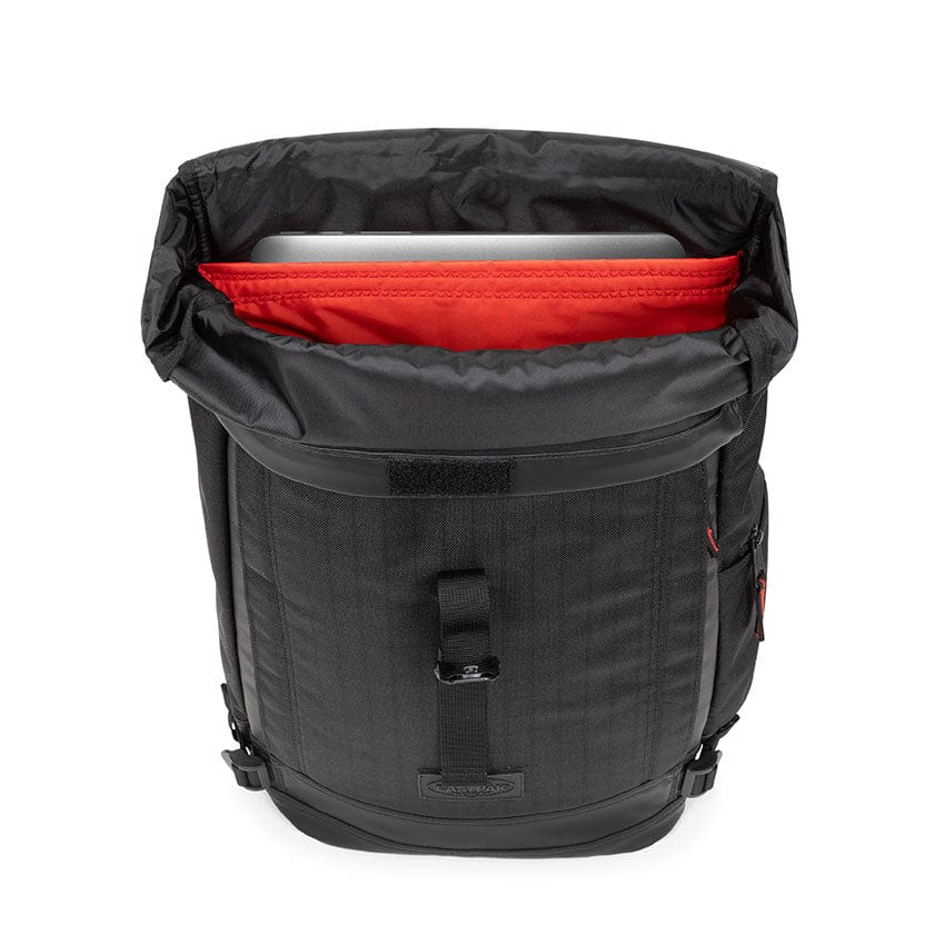 Eastpak Tecum Roll CNNCT Backpack - Durable Rip Black Laptop Bag for School, College & Travel | Water-Resistant & Stylish Daypack for Work & Outdoor Adventures