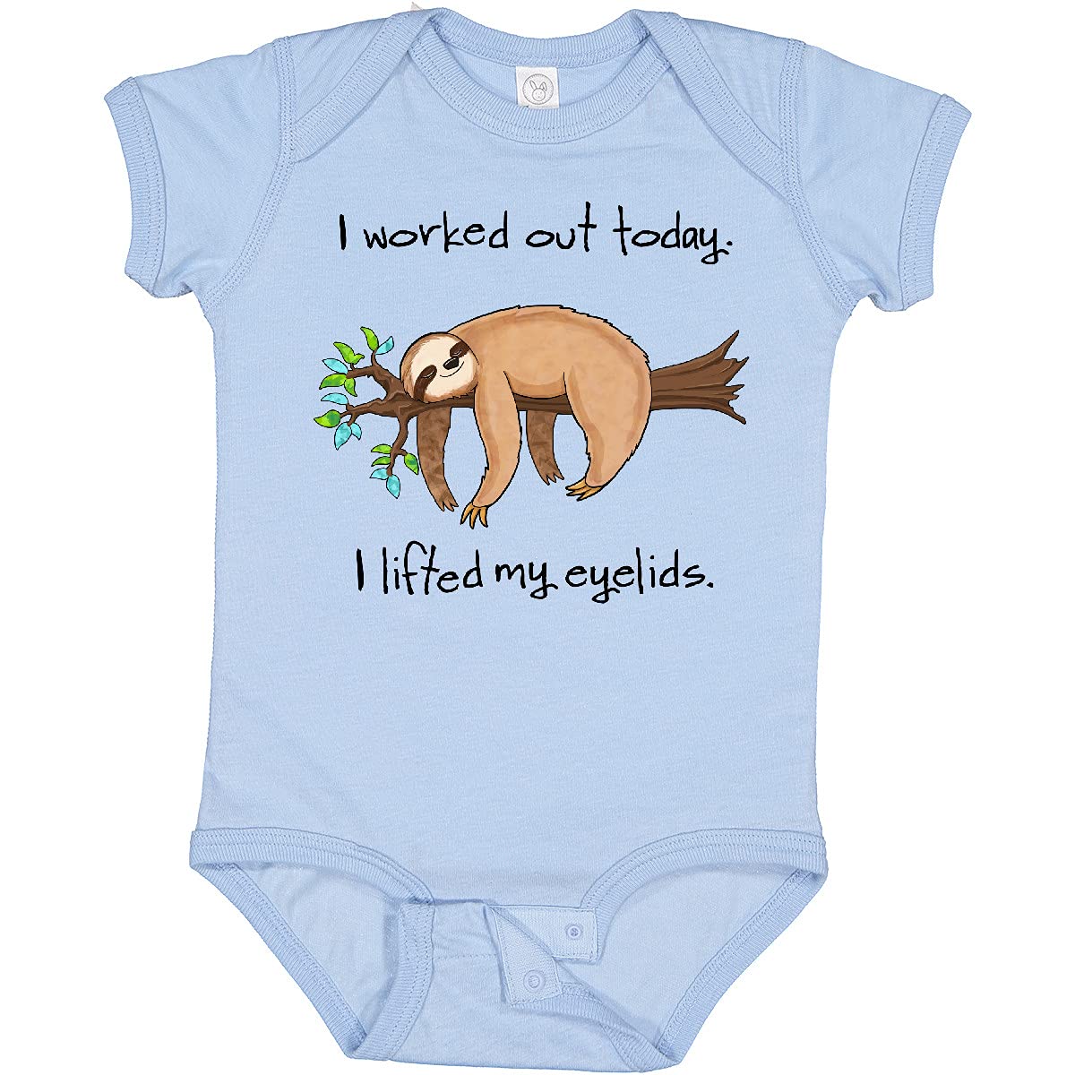 Inktastic Cute Sloth Baby Bodysuit - 'I Worked Out Today, I Lifted My Eyelids' Funny Onesie for Newborns & Infants - Perfect for Playtime, Photo Shoots & Gifts