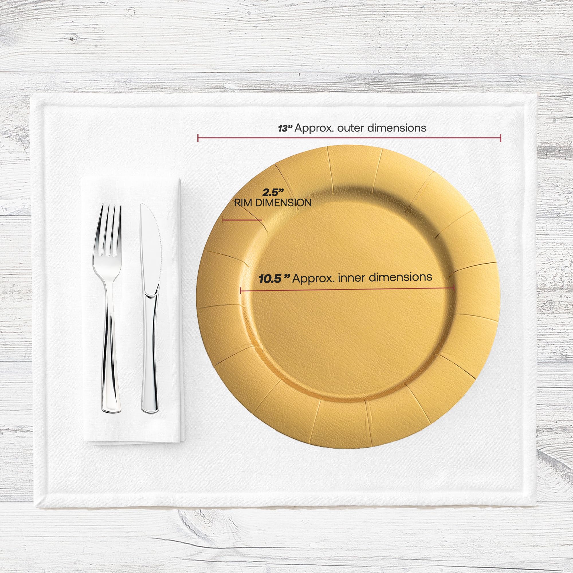 Smarty Had A Party 13 Inch Gold Disposable Charger Plates - 120 Pcs Heavy Duty Paper Dinner Plates for Weddings, Parties & Special Events - Elegant Tableware for Buffets, Catering & Formal Dining