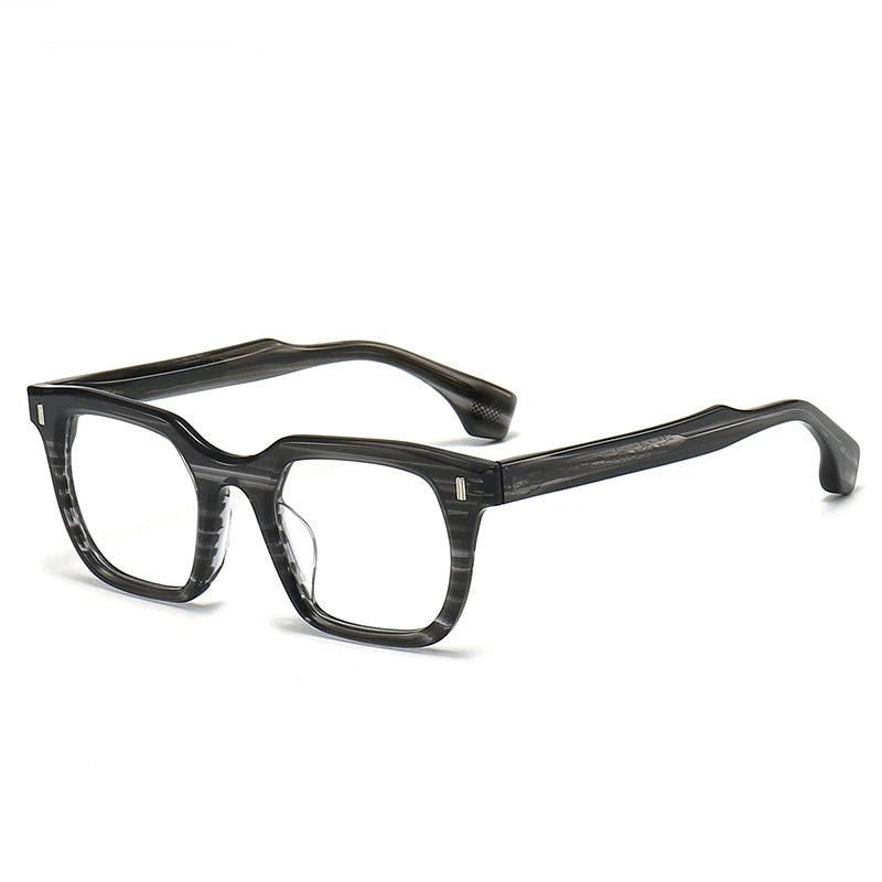 Black Unisex Square Acetate Eyeglasses - Full Rim Thick Frame for Men & Women - Perfect for Reading, Work, and Fashion Accessories | Model 63475