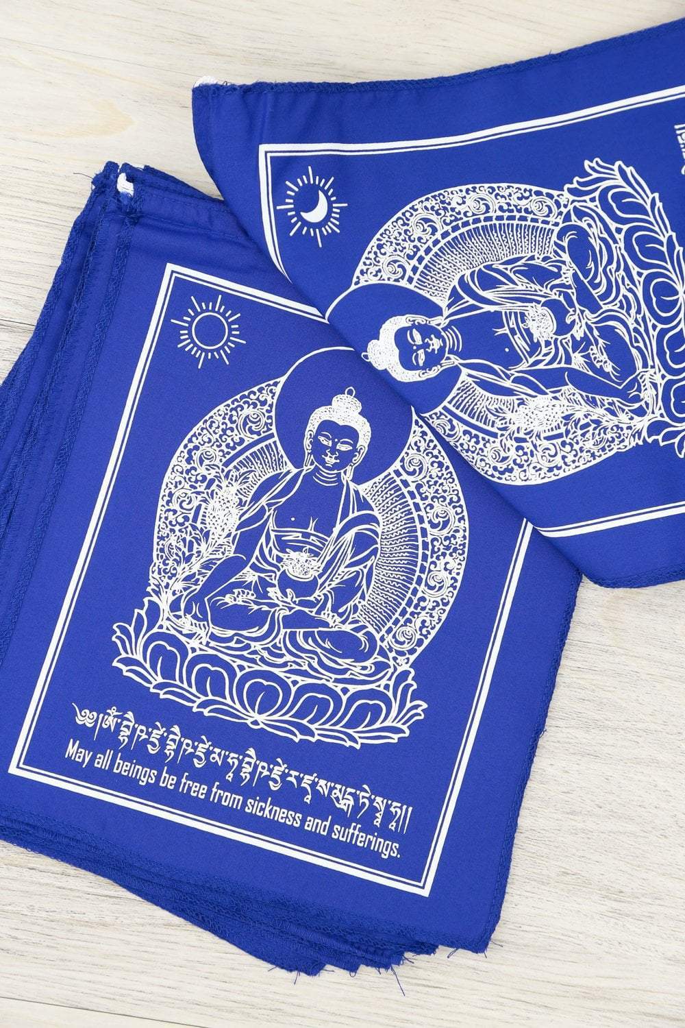 Authentic Healing Blue Buddha Prayer Flags for Meditation, Yoga & Spiritual Decor – Perfect for Home, Garden & Sacred Spaces