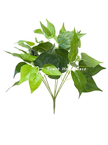 Water-Resistant Faux Philodendron Leaf Bush - Set of 3 Small Artificial Greenery Plants for DIY Home Decor, Wedding Centerpieces, Office Desk Decorations