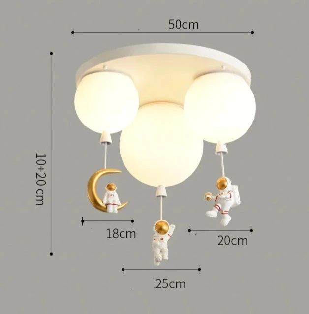 Astronaut on Moon LED Ceiling Light - Space-Themed Kids Room Decor, Bedroom Night Light & Sci-Fi Home Lighting for Space Enthusiasts
