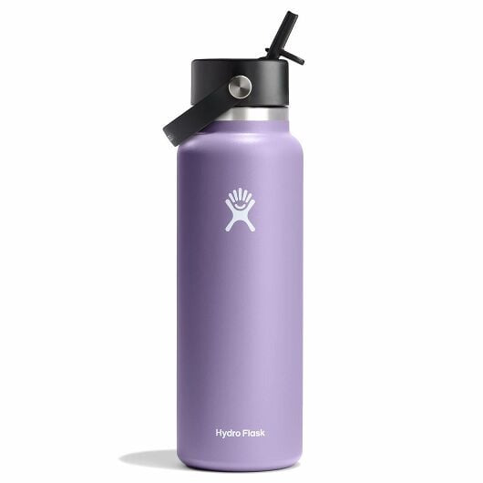 40 oz Wide Mouth Water Bottle with Flex Straw Cap - Insulated Stainless Steel, Leak Proof, for Gym, Hiking & Outdoor Activities