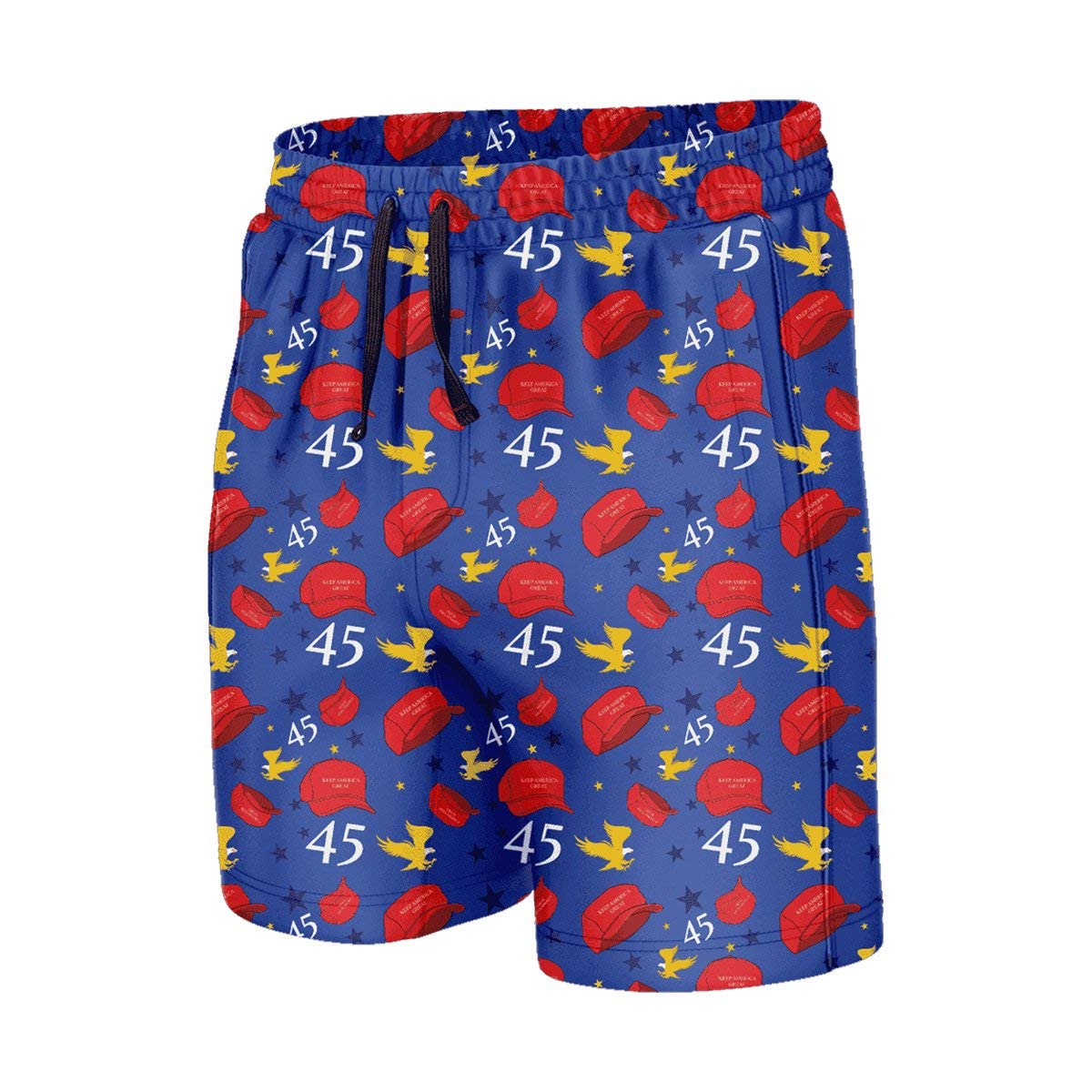 Greater Half Trump Patriotic Swim Trunks - American Flag Design for Men's Beach & Pool Swimwear - Perfect for Summer Vacations, Pool Parties, and Patriotic Events