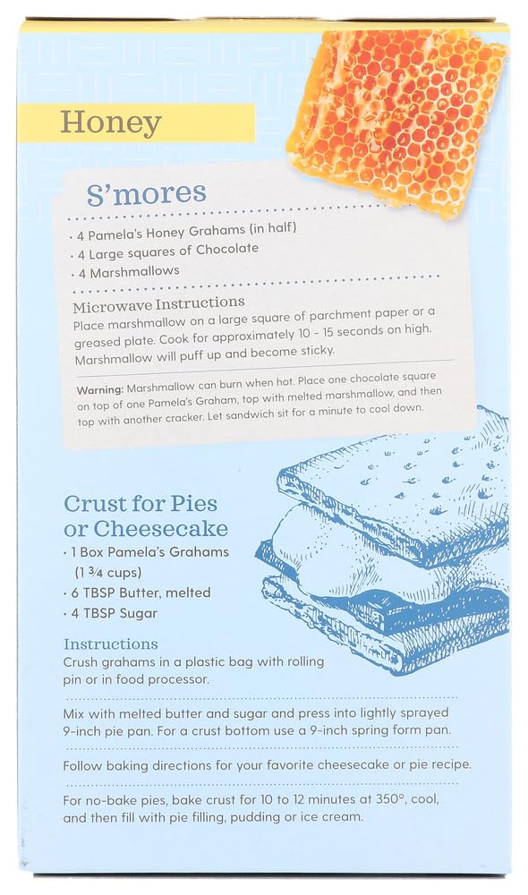 Pamela's Products Gluten Free Graham Crackers Honey - 7 oz (Pack of 2) | All-Natural Snack for Kids, Camping, S'mores & Healthy Desserts | Certified Gluten-Free & Vegan Friendly