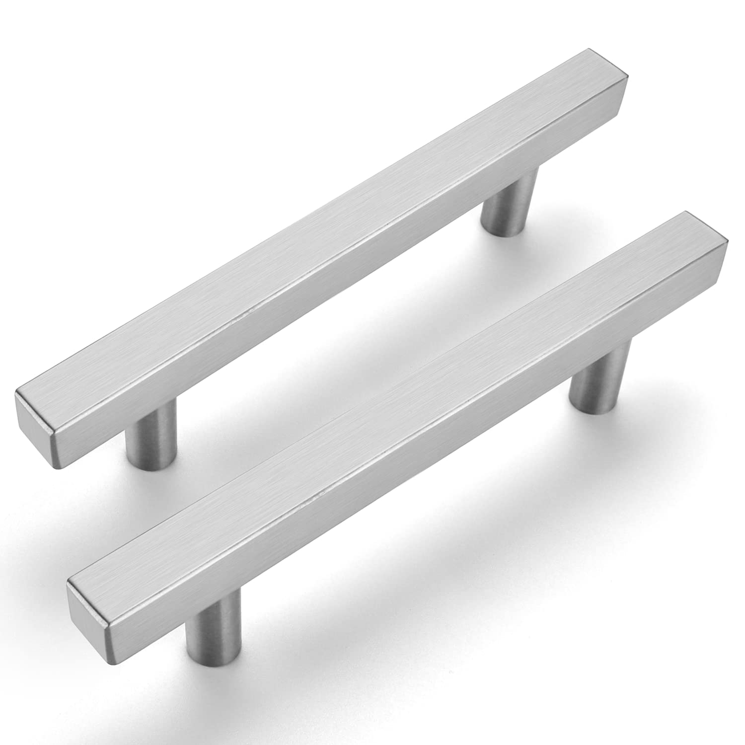 15 Pack Brushed Nickel Cabinet Handles - 3.75 Inch Square T Bar Pulls, Stainless Steel Drawer Handles for Kitchen Cabinets, Cupboards & Furniture (3-3/4 Inch Hole Center) - Modern Hardware for Home & Office Storage Solutions