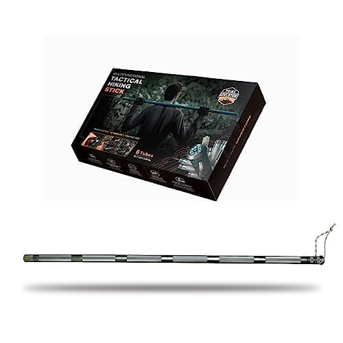 Premium 15-in-1 Collapsible Tactical Hiking Stick - Retractable Trekking Pole with 8 Tubes | Multifunctional Outdoor Gear for Hiking, Camping & Survival | Perfect for Backpacking, Mountaineering & Emergency Preparedness