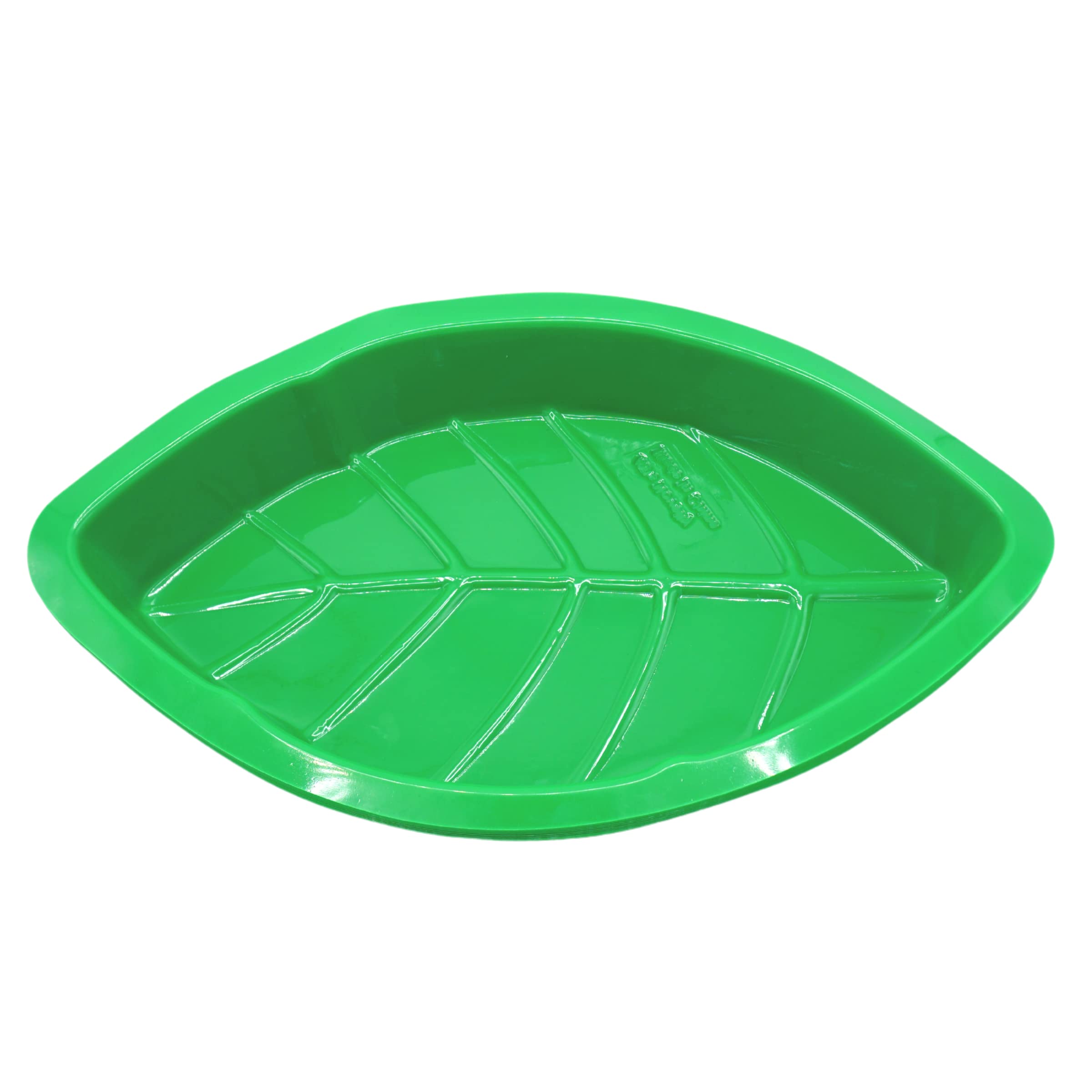 12-Pack Plastic Palm Leaf Party Serving Trays - Durable Luau & Jungle Safari Buffet Plates for Candy, Snacks, Food - Perfect for Hawaiian Themed Parties, Dinosaur Decorations & Table Centerpieces - Ideal for Birthday, Wedding & Holiday Events