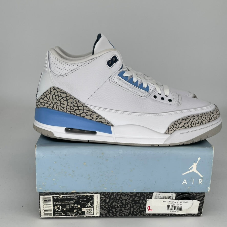 AIR JORDAN 3 UNC Men's Basketball Shoes Size 13 - Authentic Retro Sneakers CT8532-104 for Casual Wear & Sports Performance