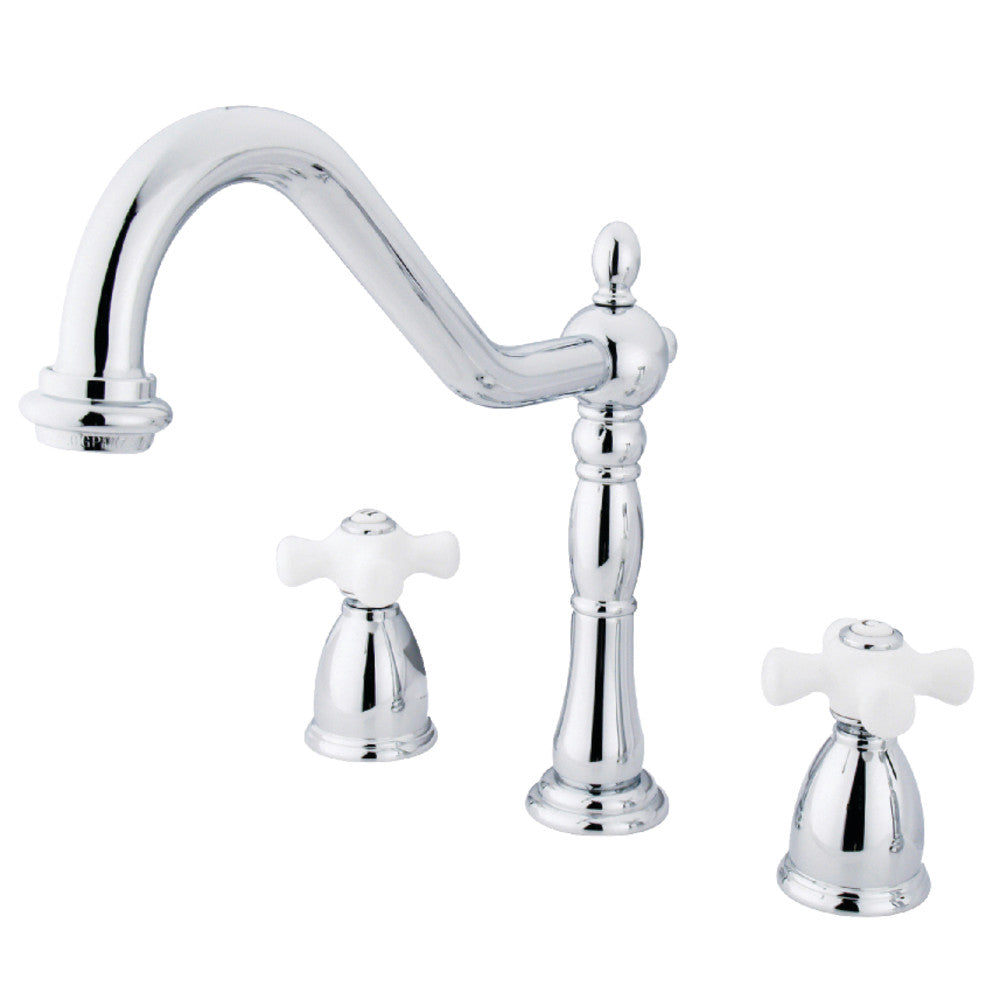 Kingston Brass KB1799PXLS Widespread Kitchen Faucet - Stainless Steel Finish, High Arc Spout, Dual Handle Design for Modern Kitchens | Perfect for Sink Cleaning, Dishwashing & Food Prep