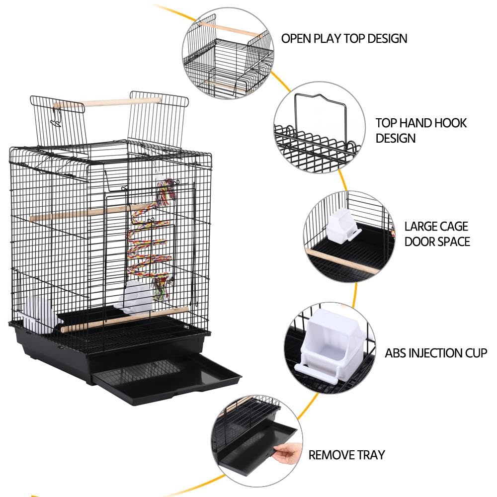 Yaheetech Open Top Travel Bird Cage for Small Birds - Portable & Lightweight for Conures, Sun Parakeets, Green Cheek Conures, Lovebirds, Budgies, Finches & Canaries | Perfect for Road Trips, Vet Visits & Outdoor Adventures