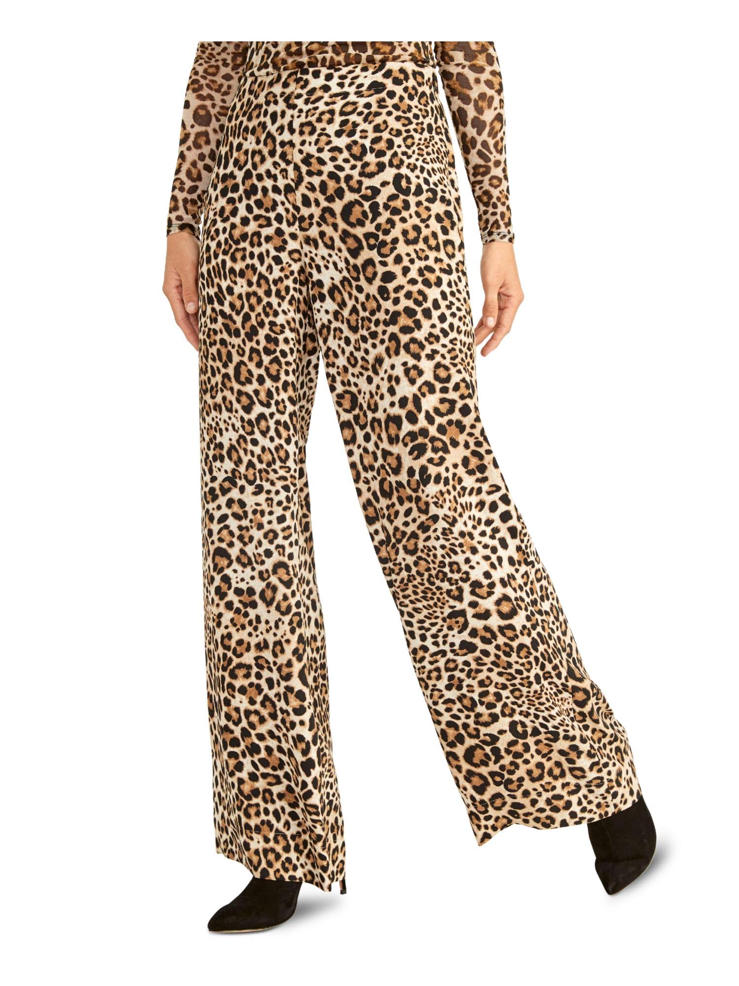 Rachel Roy Women's September Animal Print Wide Leg Palazzo Pants - Tan Size 14 | Boho Chic Casual Outfit for Work, Vacation & Date Night