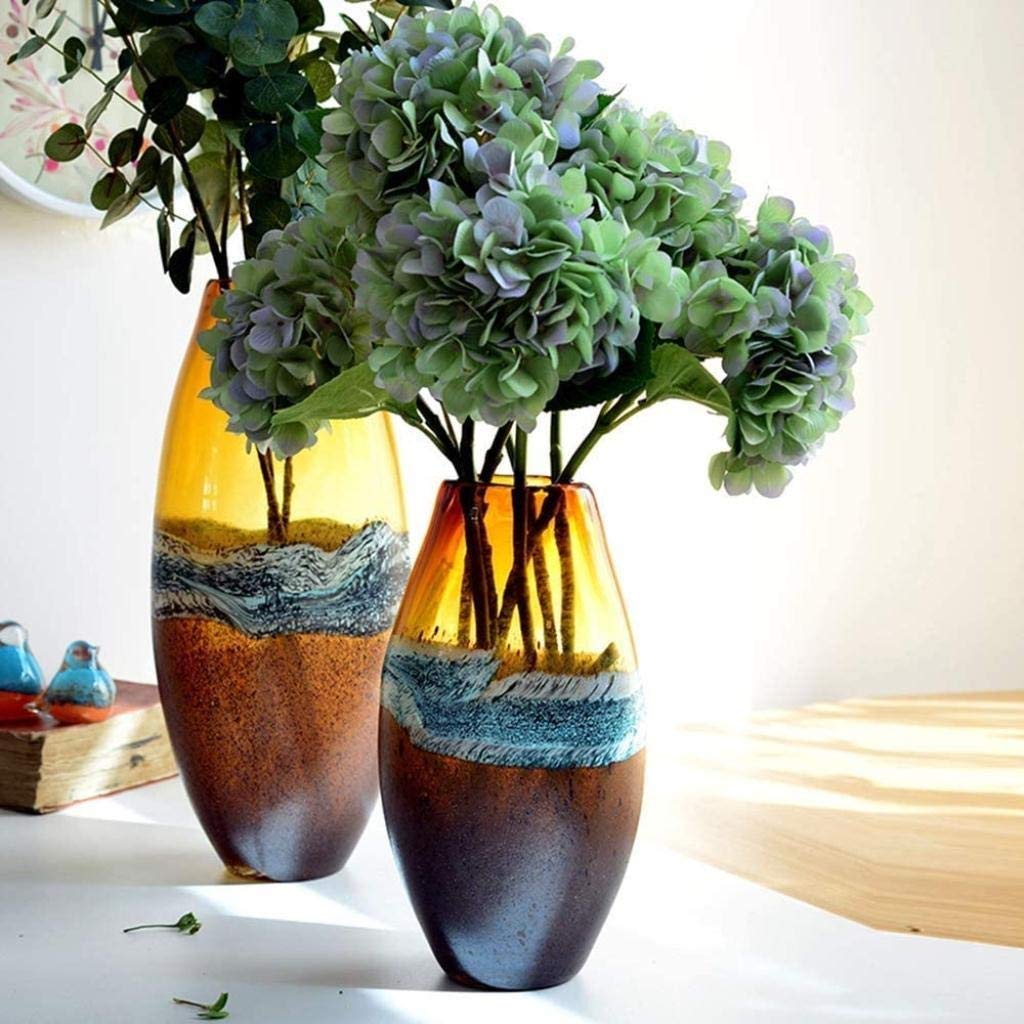 Modern Transparent Glass Sculpture Vase - 31.5cm Tall Minimalist Home Decor, Flower Centerpiece for Living Room, Wedding & Office Decoration | Creative Glass Craft Ornament