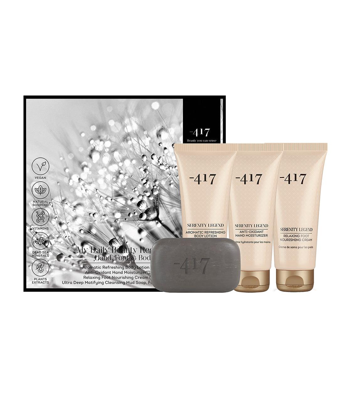 Minus 417 Dead Sea Salt Hand Foot & Body Care Kit - Natural Moisturizing Lotion for Dry Skin - Daily Beauty Routine for Spa, Home & Travel Use