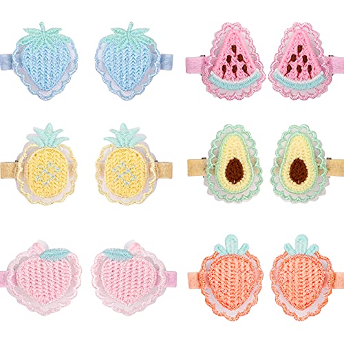Jaqakid 12 PCS Fruit Hair Clips for Girls - Cute Alligator Clips with Fruit Pattern Fabric Barrettes for Women & Girls - Perfect for School, Parties & Daily Hair Styling