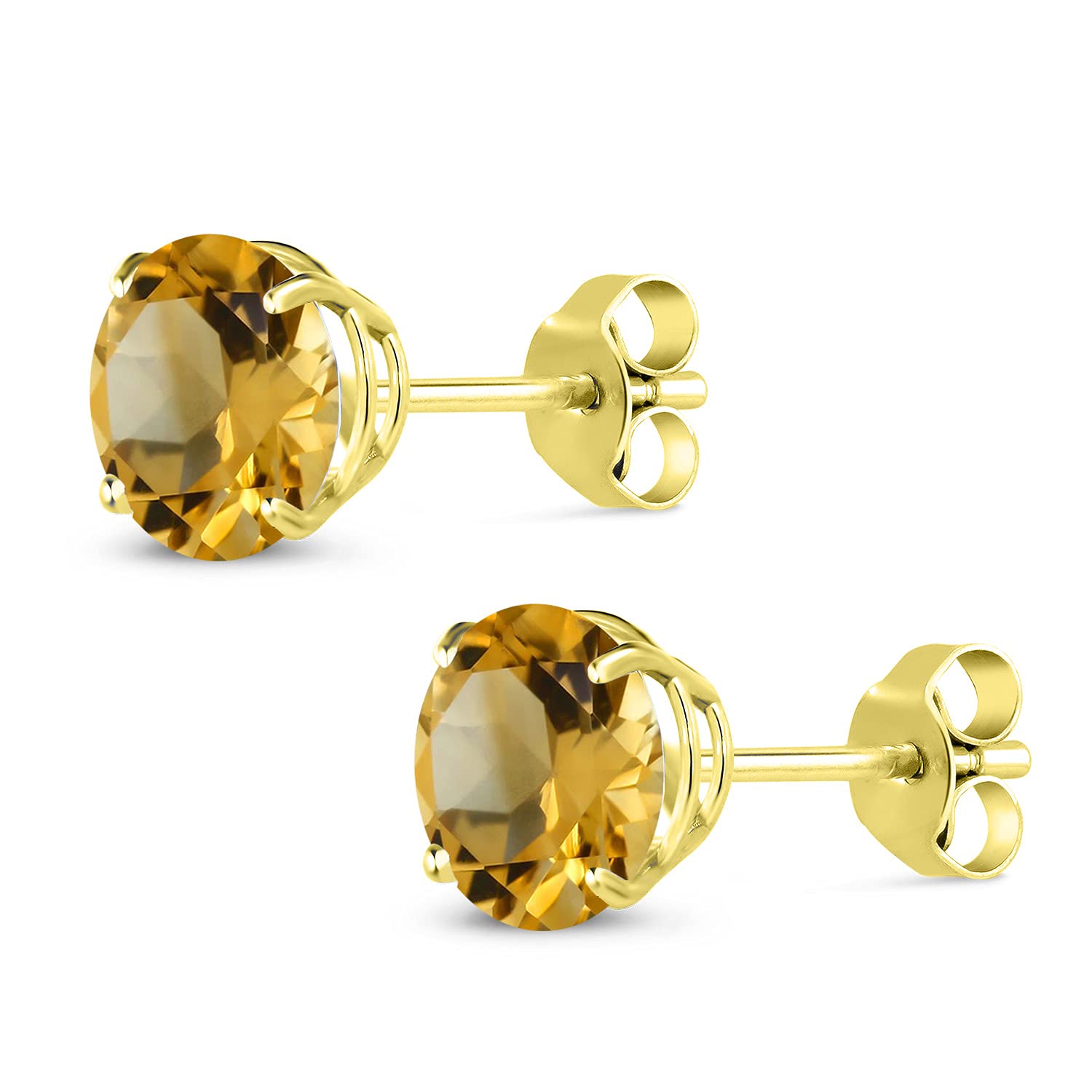 14K Yellow Gold 7MM Round Birthstone Stud Earrings for Women & Men | Genuine Gemstone Jewelry | Perfect Gift for Anniversary, Birthday & Special Occasions