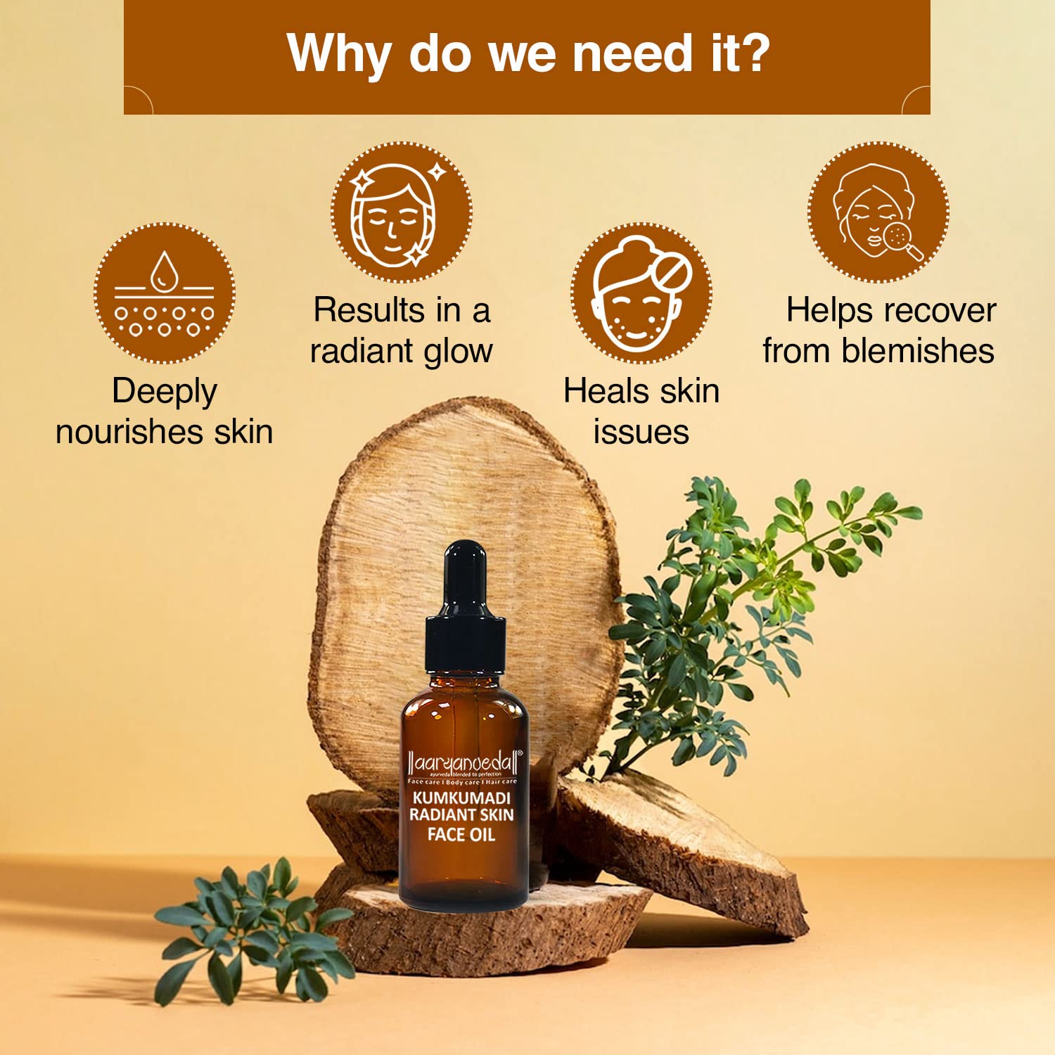 Aaryanveda Kumkumadi Radiant Skin Face Oil with Saffron & Turmeric - 15mL Deep Nourishing Treatment for Blemish Recovery & Healthy Glow | Perfect for Daily Skincare Routine & Nighttime Regimen | All Skin Types