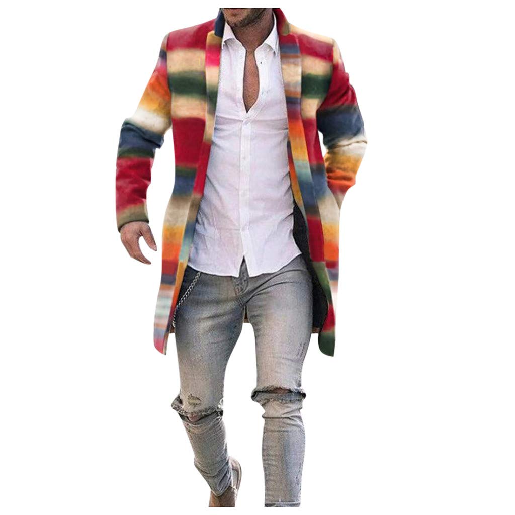 Men's Houndstooth Wool Long Coat - Classic Slim Fit Winter Jacket for Business Casual & Office Wear | Warm Outerwear for Cold Weather