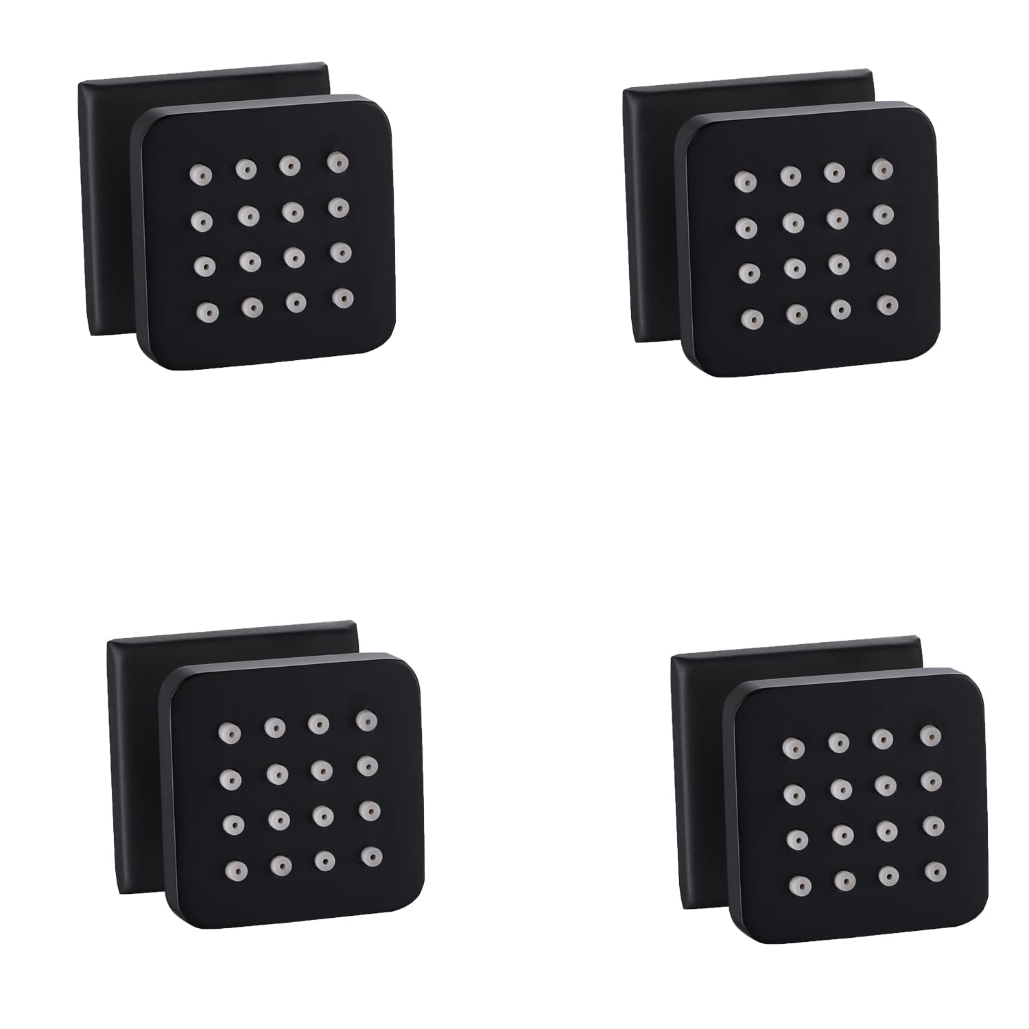 2 Inch Adjustable Solid Brass Shower Body Spray Jet - Matte Black Wall Mount Showerhead with Massage Function (4 Pack) - Perfect for Spa, Bathroom Renovation & Luxury Shower Experience