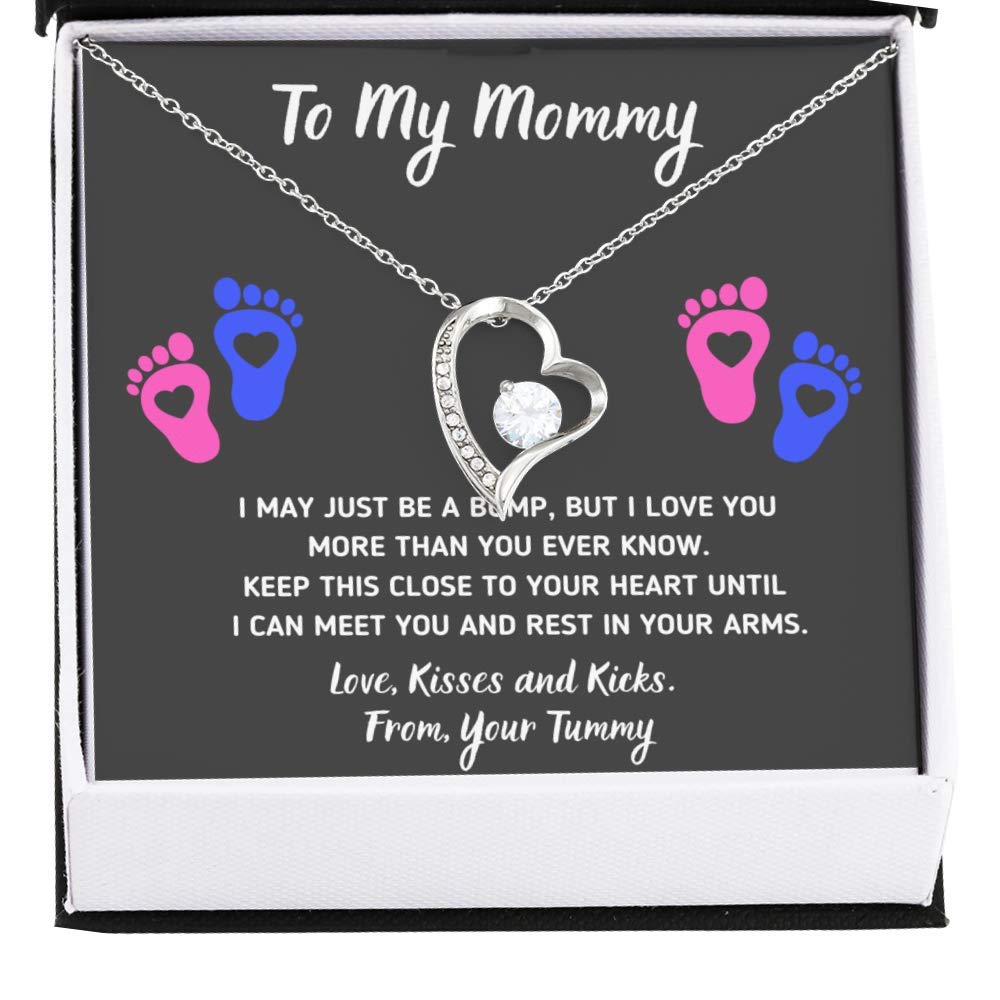 To My Mommy Heart-Feet Necklace - Sterling Silver Heart Pendant with Inspirational Message Card & Elegant Gift Box | Perfect Baby Shower Gift for Expecting Mothers, New Moms & Pregnancy Announcements | Ideal for Mother's Day, Birthdays & Special Occasions