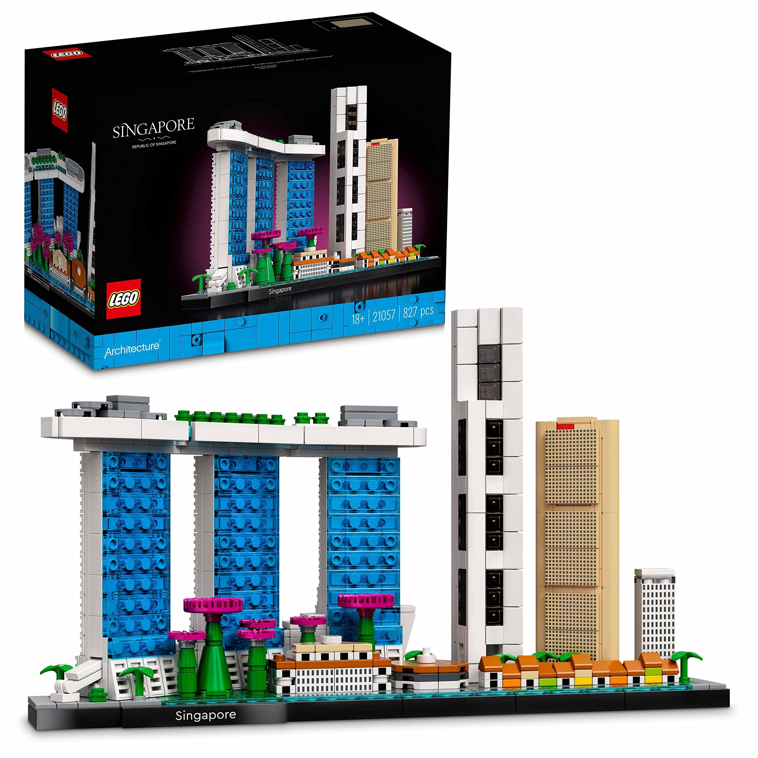 LEGO Architecture Singapore Skyline Building Kit - Creative Construction Model for Adults, DIY Landmark Collectible, City Skyline Collection, Perfect Gift for Men & Women (Model 21057) - Great for Home Decor, Office Display, and Relaxing DIY Projects