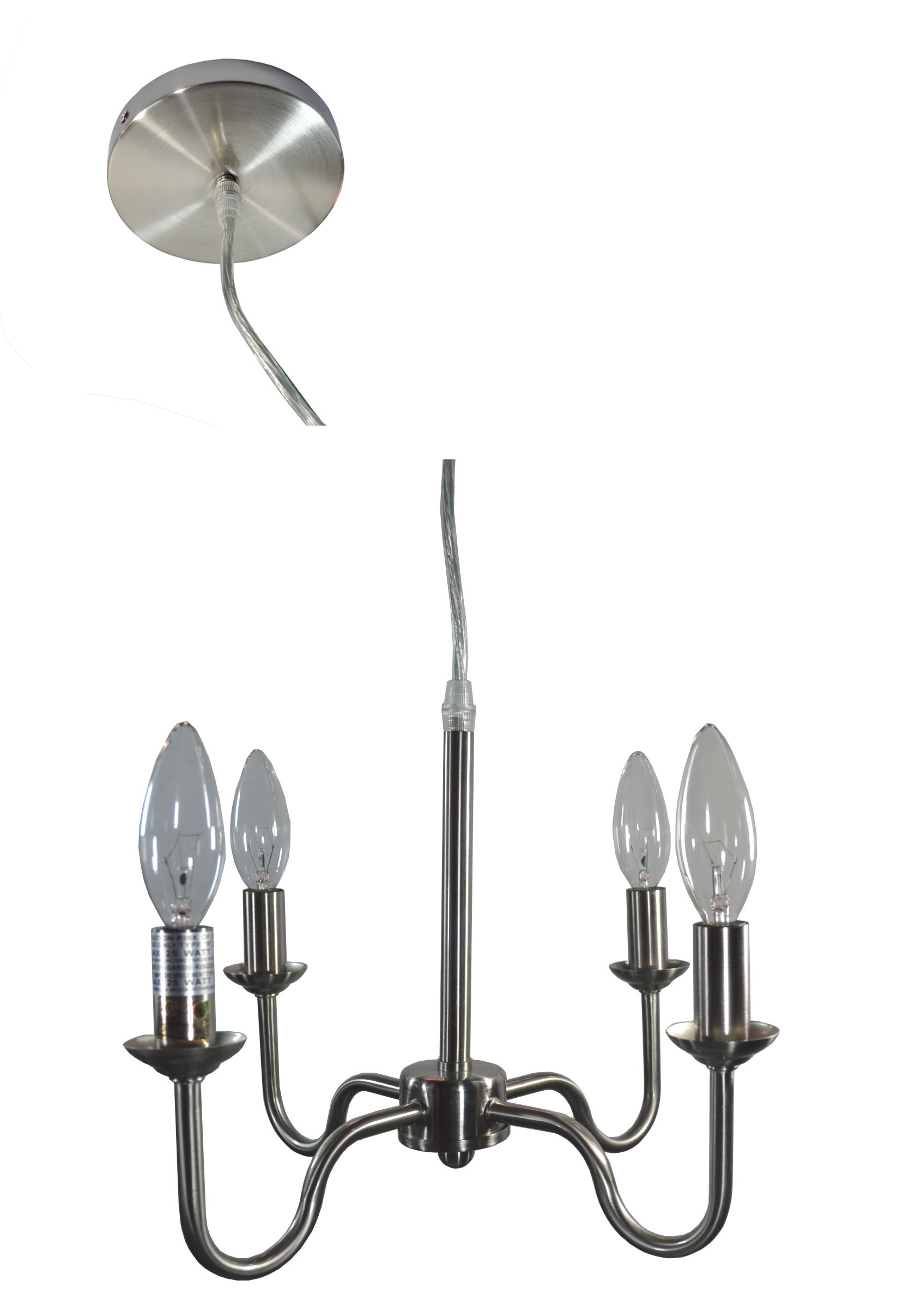 Urbanest Shire 4-Light Hardwire Chandelier in Brushed Steel - Modern Ceiling Lighting Fixture for Dining Room, Bedroom, or Living Room Decor