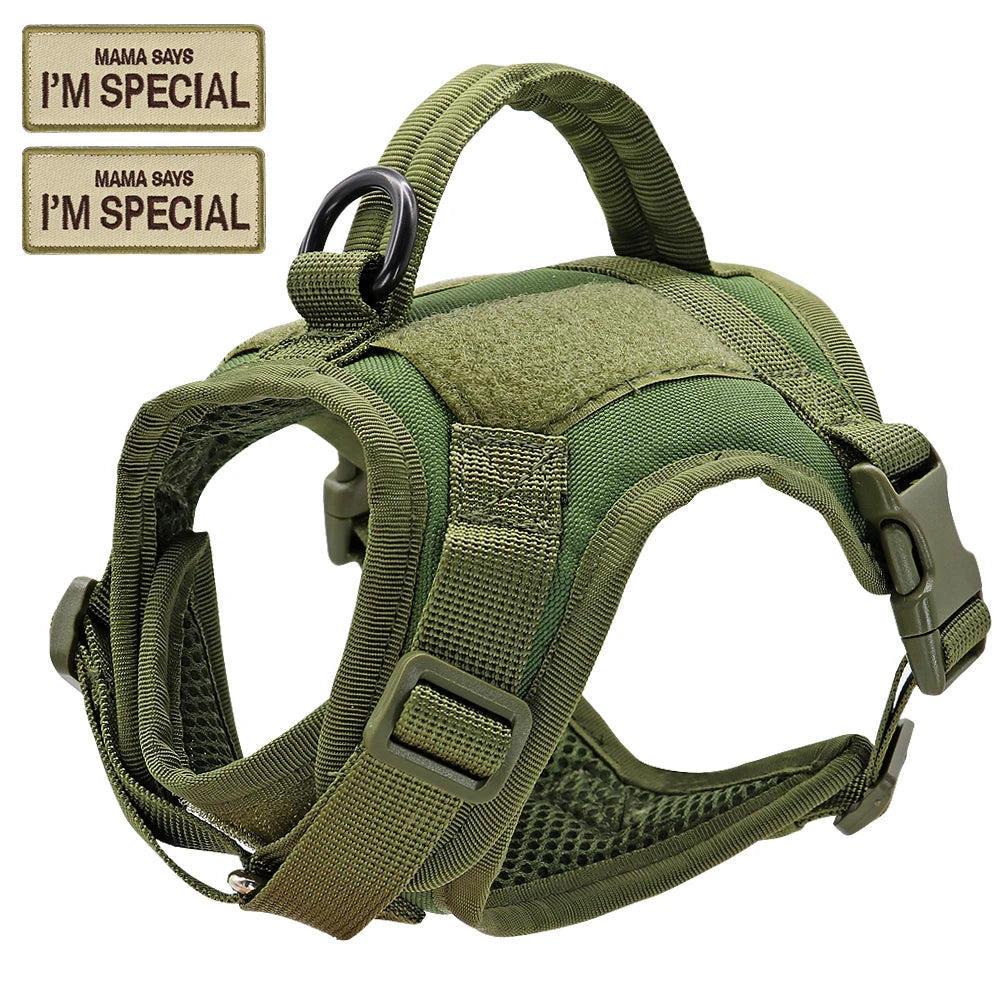 Military Tactical Cat Harness Vest with Adjustable Straps & Reflective Stickers - Escape Proof Pet Safety Gear for Outdoor Adventures, Hiking & Camping