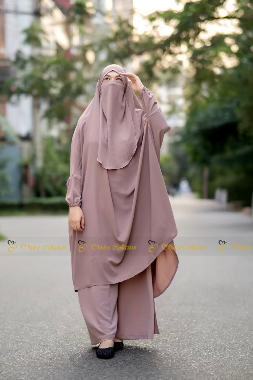 French Cut No Niqab Unjila Jilbab in Umber - Modest Islamic Prayer Dress for Women | Perfect for Daily Wear, Mosque Visits & Religious Ceremonies
