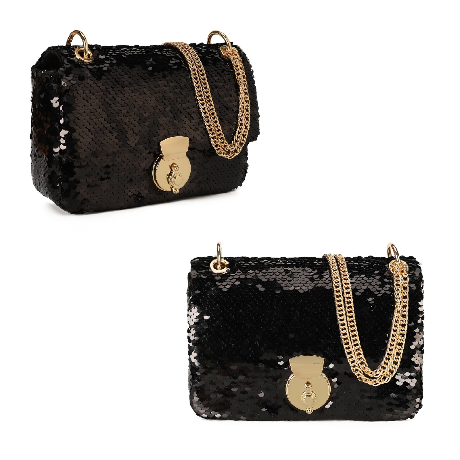 GLITZALL Women's Fashion Crossbody Bag - Shining Sequins Shoulder Purse with Chain Strap for Evening Party, Wedding, Prom & Night Out | Glitter Clutch Handbag