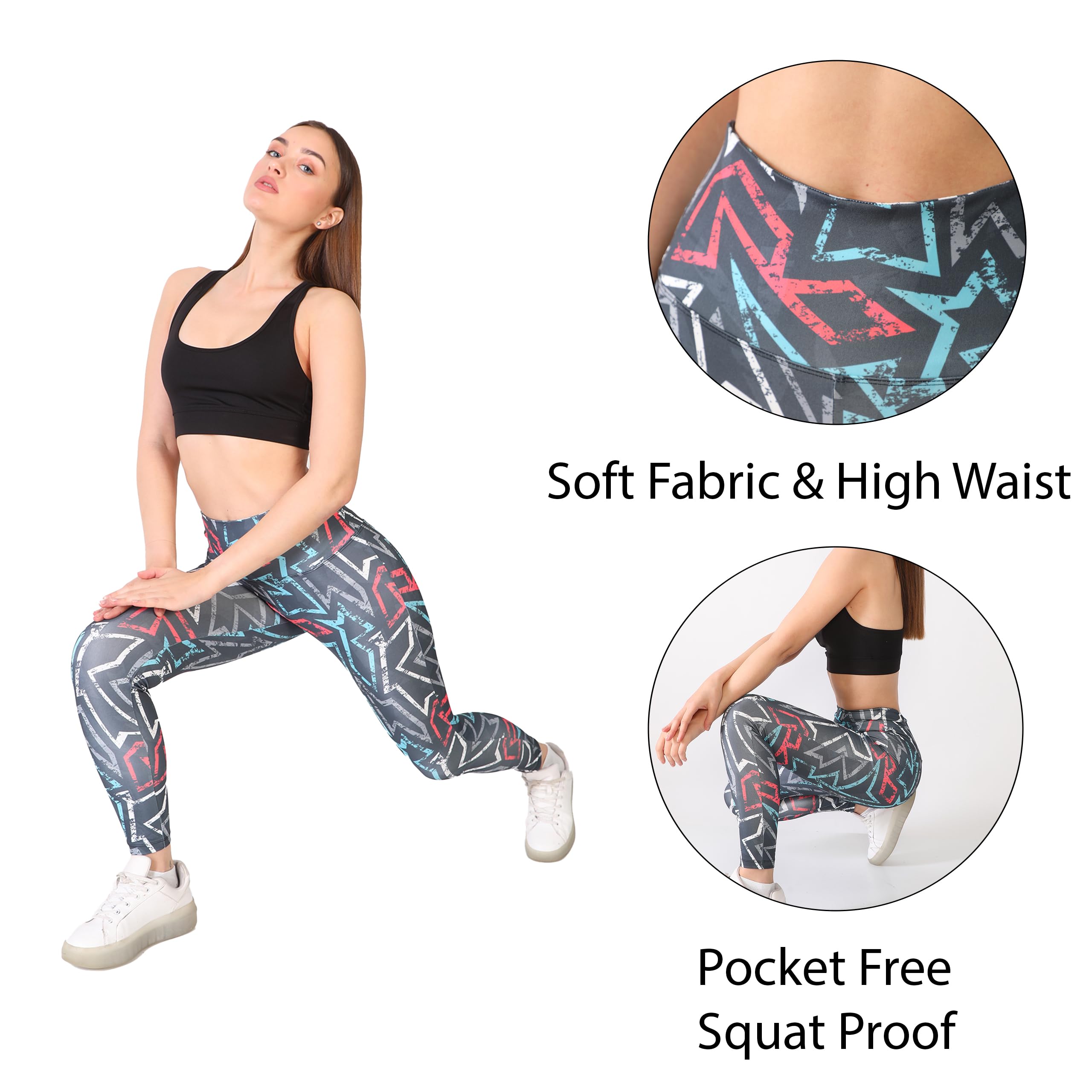 CMFSHN Women's High Waist Printed Yoga Pants - Tummy Control Workout Leggings for Running, Gym & Lounge | Comfortable & Stylish Activewear