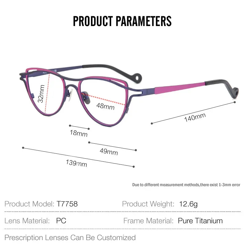 Stylish Aror Women's Full Rim Oval Cat Eye Eyeglasses - Lightweight Titanium Frame for Fashion & Comfort | Perfect for Work, Reading & Everyday Wear