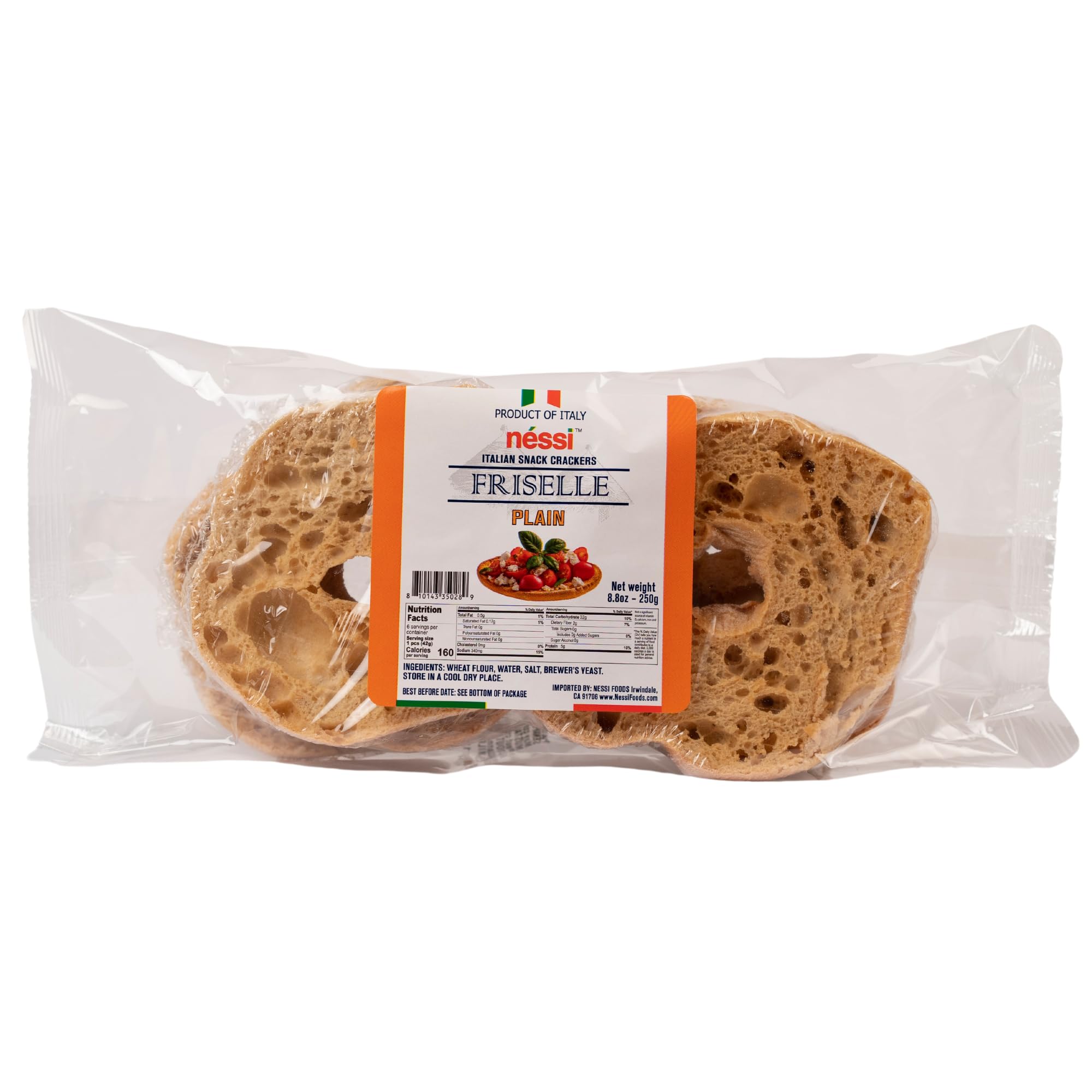 Nessi Traditional Italian Round Bread Friselle - Crunchy Twice-Baked Artisan Bread, 2 Packs (2 x 250g) | Perfect for Soups, Salads & Charcuterie Boards | Authentic Italian Snack for Parties & Picnics