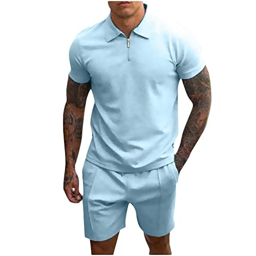 Men's 2-Piece Summer Workout Tracksuit Set - Gym Short Sleeve & Shorts for Bodybuilding | Perfect for Training, Running & Casual Wear