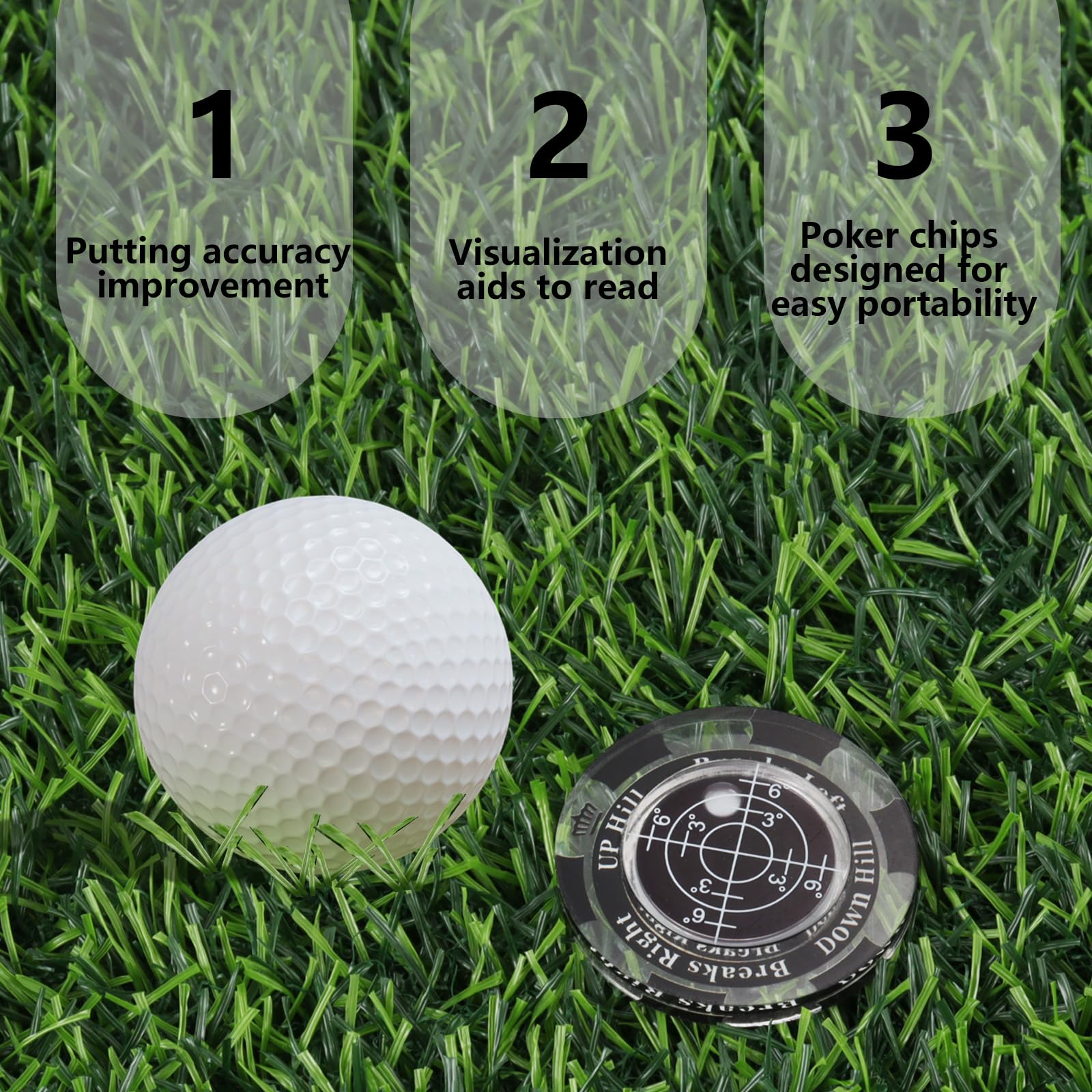 High Precision Golf Green Reader & Ball Marker - Poker Chip Style Bubble Level for Accurate Putting | Golf Accessories for Men | Perfect for Practice & Tournament Play