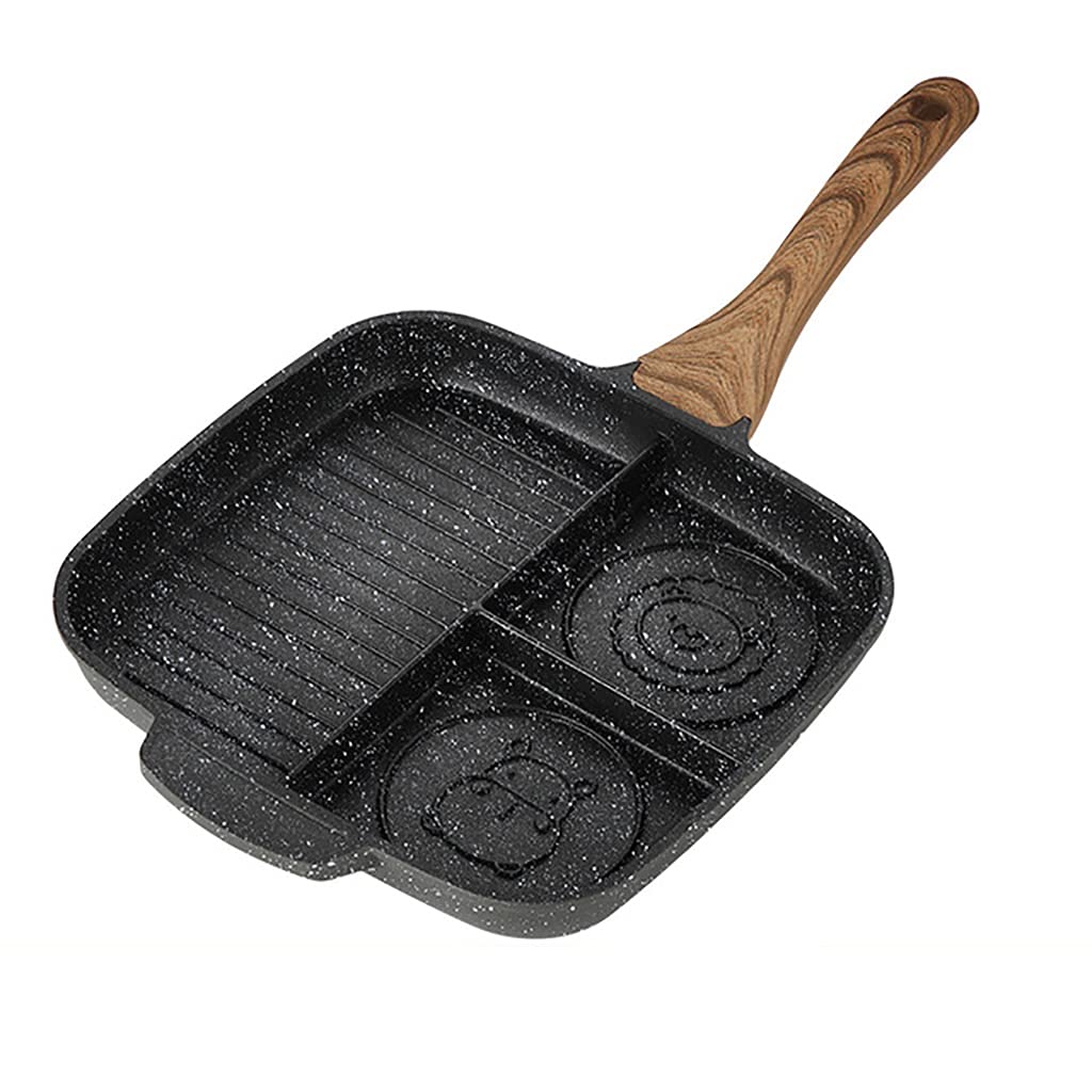 Nonstick 3-in-1 Divided Frying Pan with Maifan Stone Coating - Breakfast Grill Pan for Eggs, Steak & Pancakes | One-Piece Pot Bottom for Even Heating | Perfect for Camping, RV Cooking & Small Kitchens