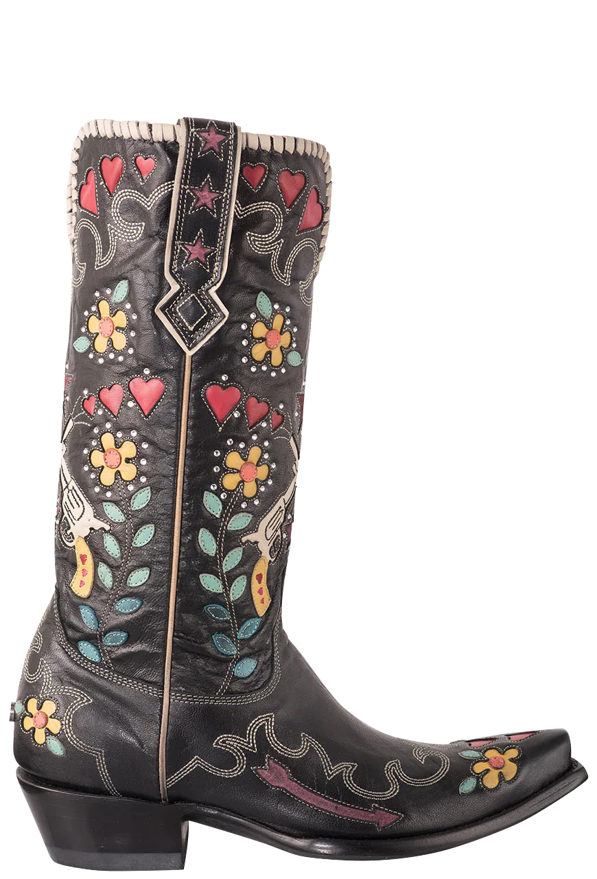 Old Gringo Double D Ranch Goat Bandit Cowgirl Boots for Women - Black Western Boots for Country Dancing, Rodeo & Cowgirl Fashion