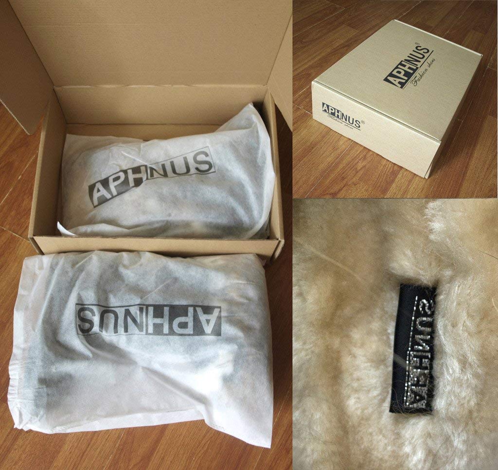 APHNUS Women's Mid Calf Winter Boots - Genuine Cow Leather with Fur Lining, Waterproof Snow Boots for Cold Weather | Perfect for Snowy Days, Outdoor Activities & Casual Winter Fashion