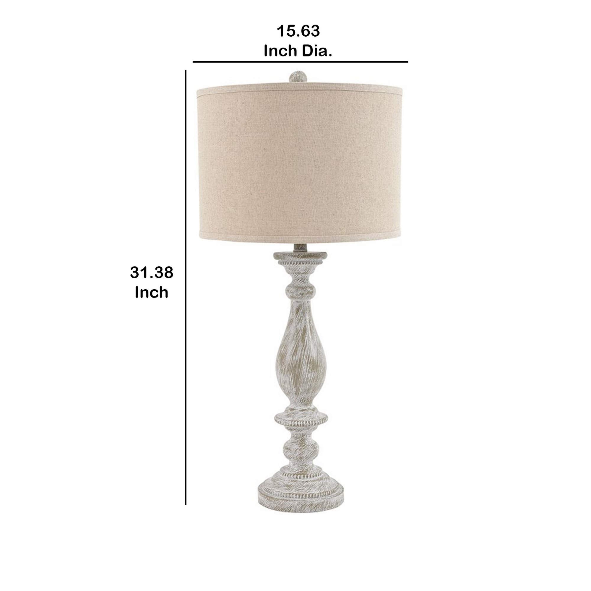 Benjara 2-Pack Beige and White Drum Shade Table Lamps with Pedestal Base - Modern Bedside & Living Room Lighting for Home Decor