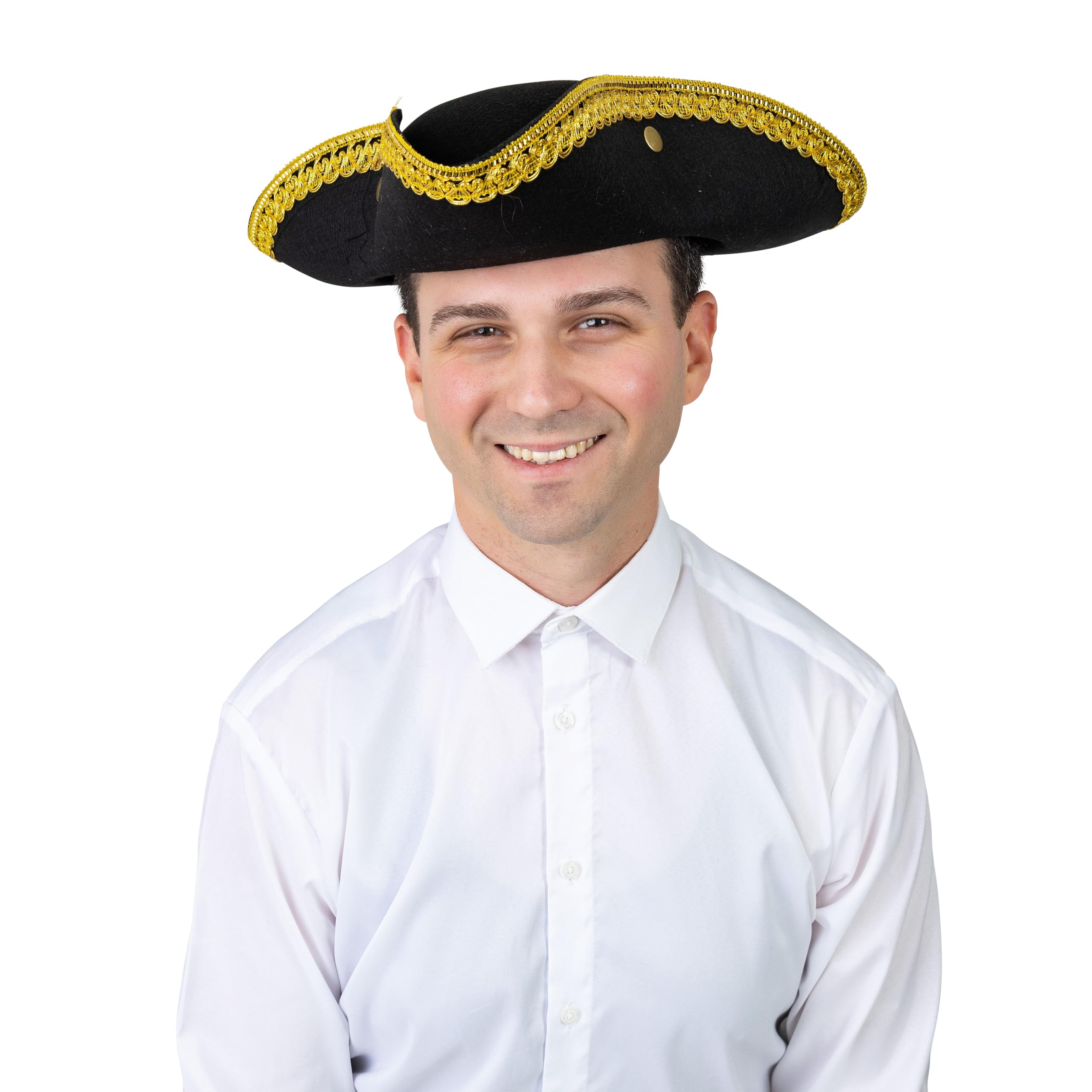Authentic Tricorn Hat for Adults - Colonial Pirate Costume Hat for Men | Perfect for Historical Reenactments, Halloween & Cosplay