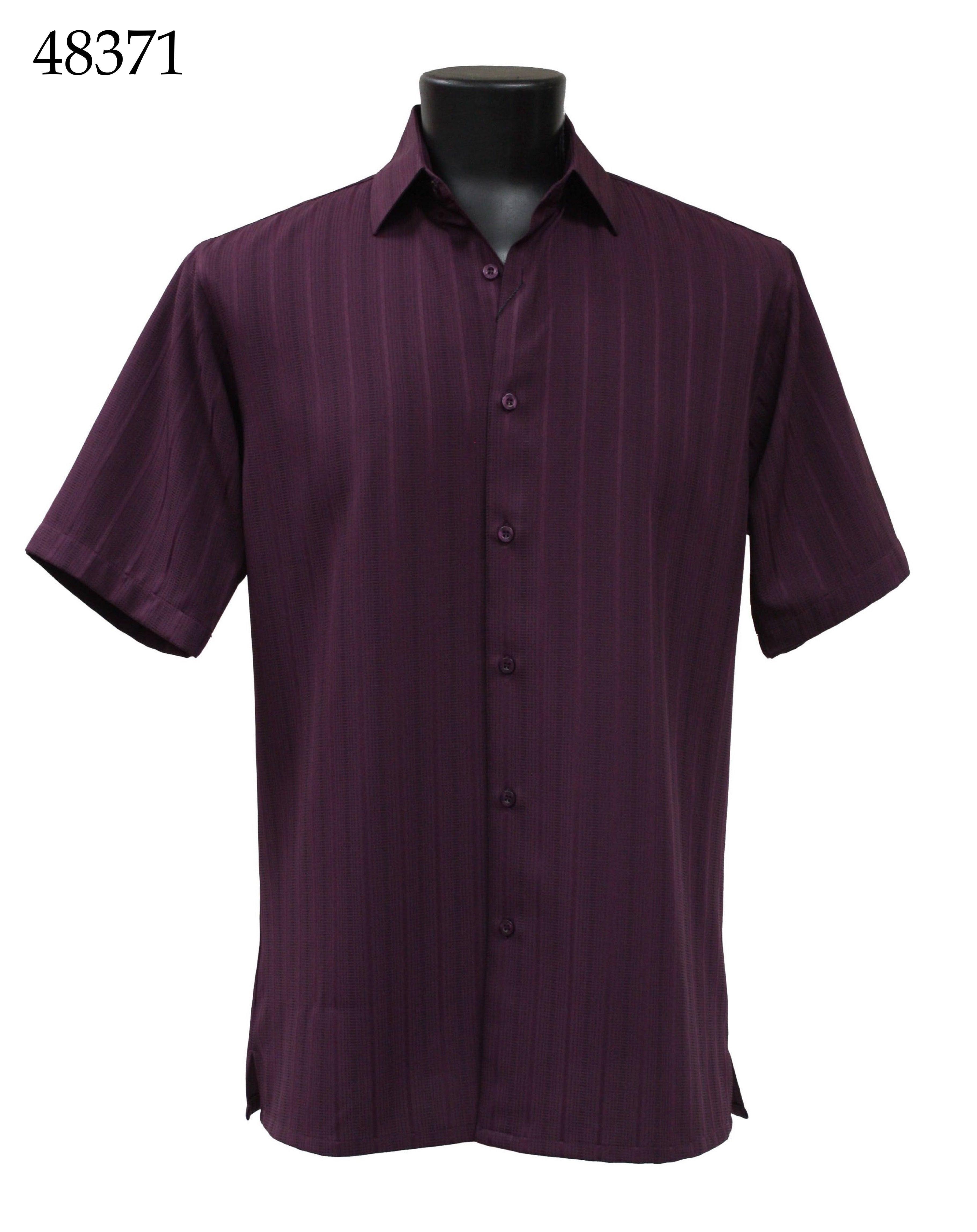 Bassiri Men's Short Sleeve Casual Shirt 48371 - Comfortable Breathable Button Down Shirt for Office, Travel & Summer Outings