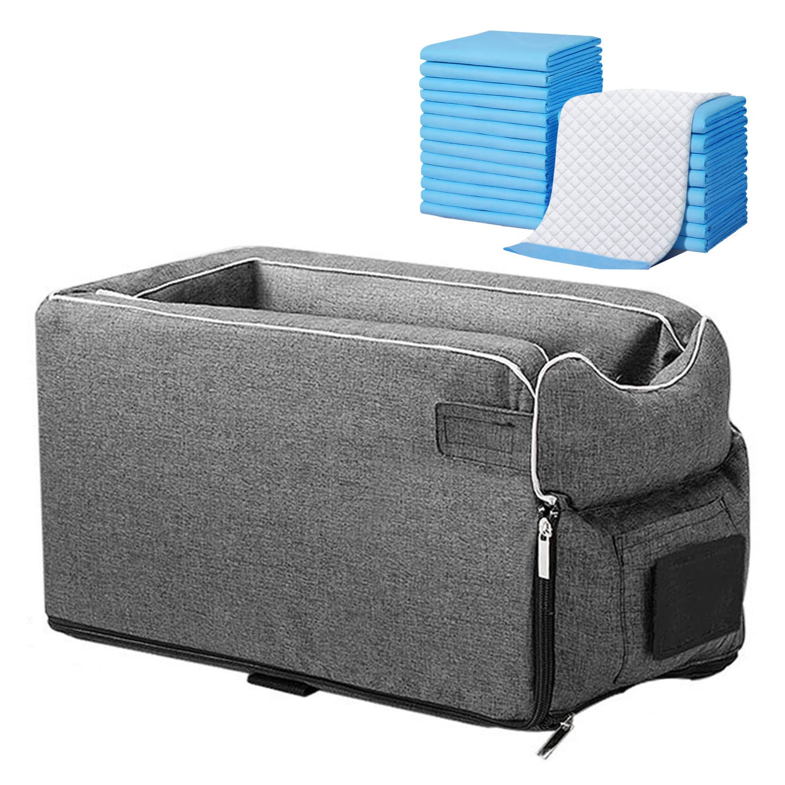TDHLW Small Dog Car Seat - Pet Safety Booster Seat for Puppies & Cats, Breathable Travel Carrier with 100 Pee Pads (6kg Capacity) - Perfect for Road Trips & Vet Visits