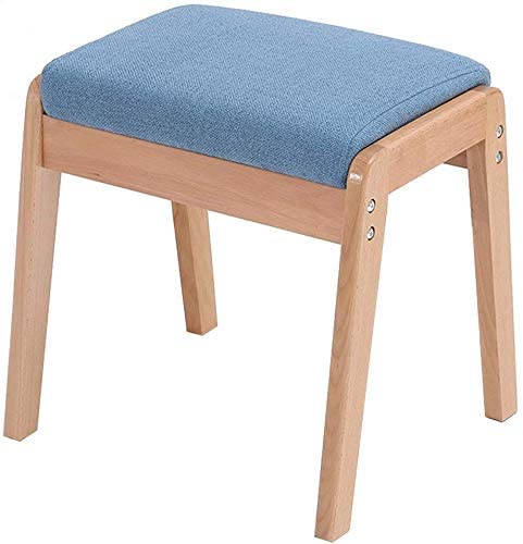 Solid Wood Upholstered Dressing Stool with 4 Legs - Padded Ottoman Footstool for Bedroom, Living Room & Dining Room | Versatile Seating & Storage Solution for Home Decor