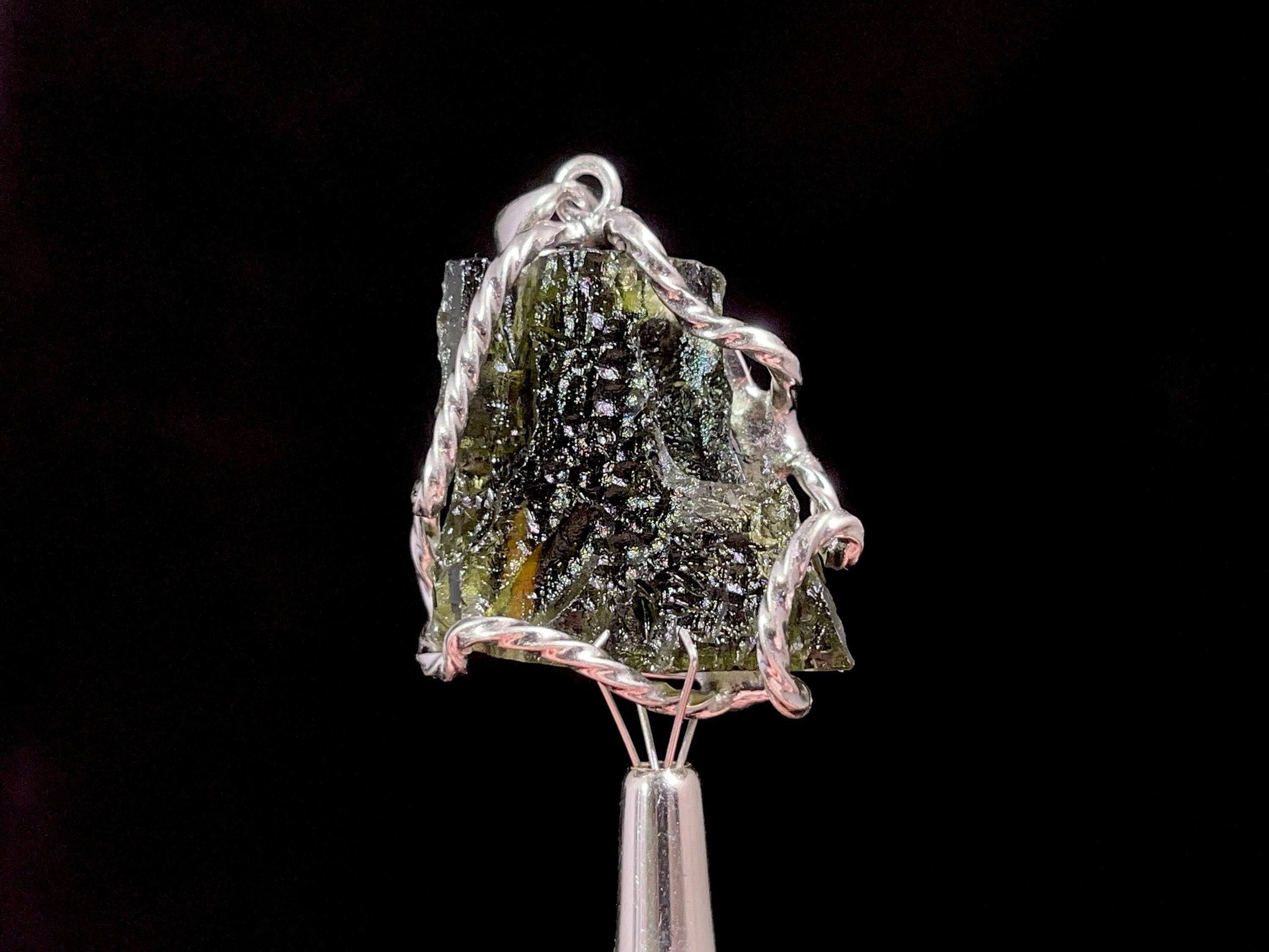 Genuine Moldavite Pendant Necklace in Sterling Silver – Authentic Raw Moldavite Jewelry for Spiritual Healing & Energy Protection | Perfect for Meditation, Reiki & Crystal Enthusiasts