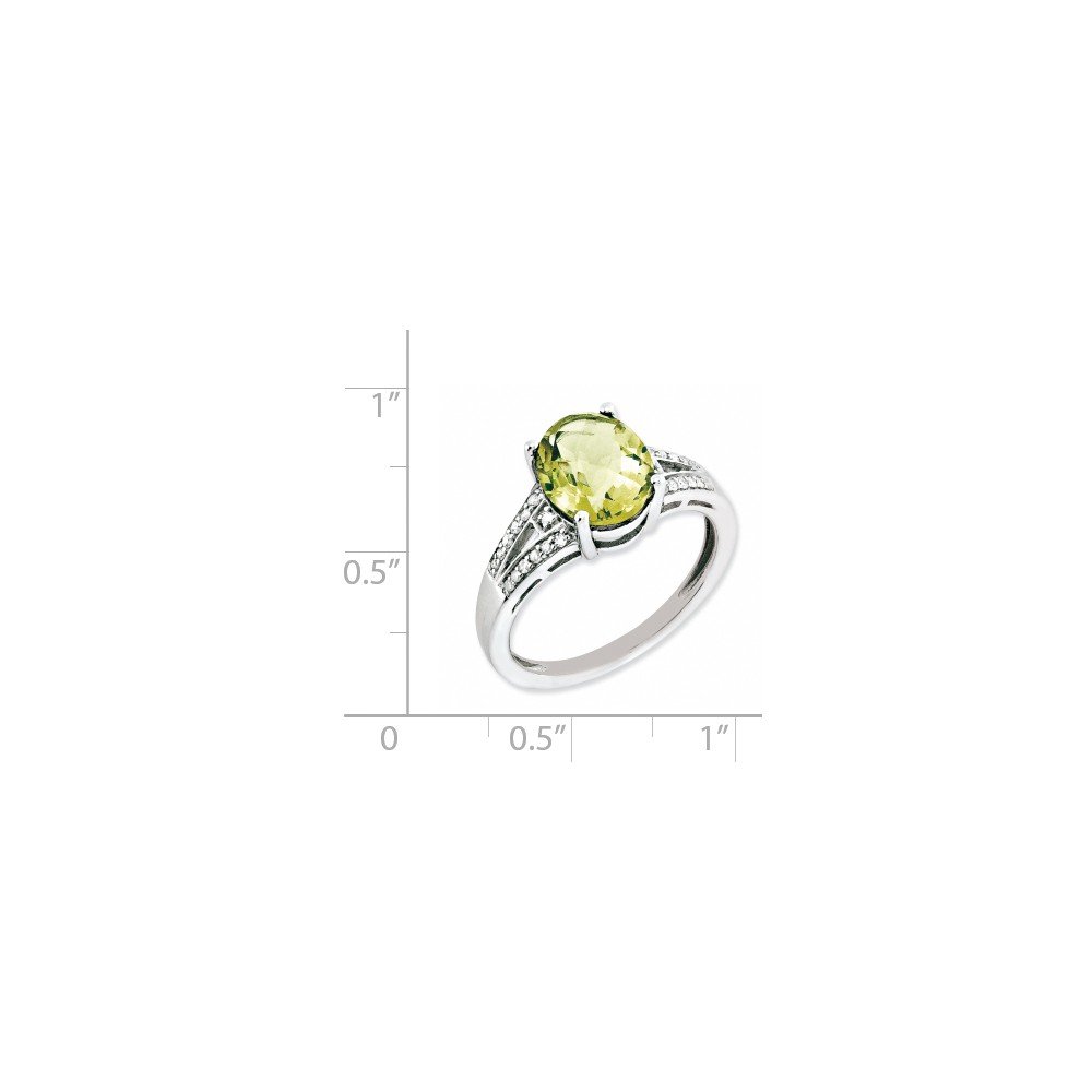 Luxury Sterling Silver Rhodium Plated Diamond & Lemon Quartz Ring for Women - Elegant Jewelry Gift for Anniversary, Wedding, or Special Occasions
