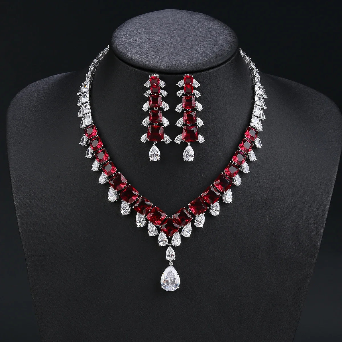 2pcs Luxury Zirconia Bridal Jewelry Set for Women - Crystal Wedding Necklace & Earrings Gift Set (CN11268) | Perfect for Dubai, Nigeria Weddings & Party Occasions