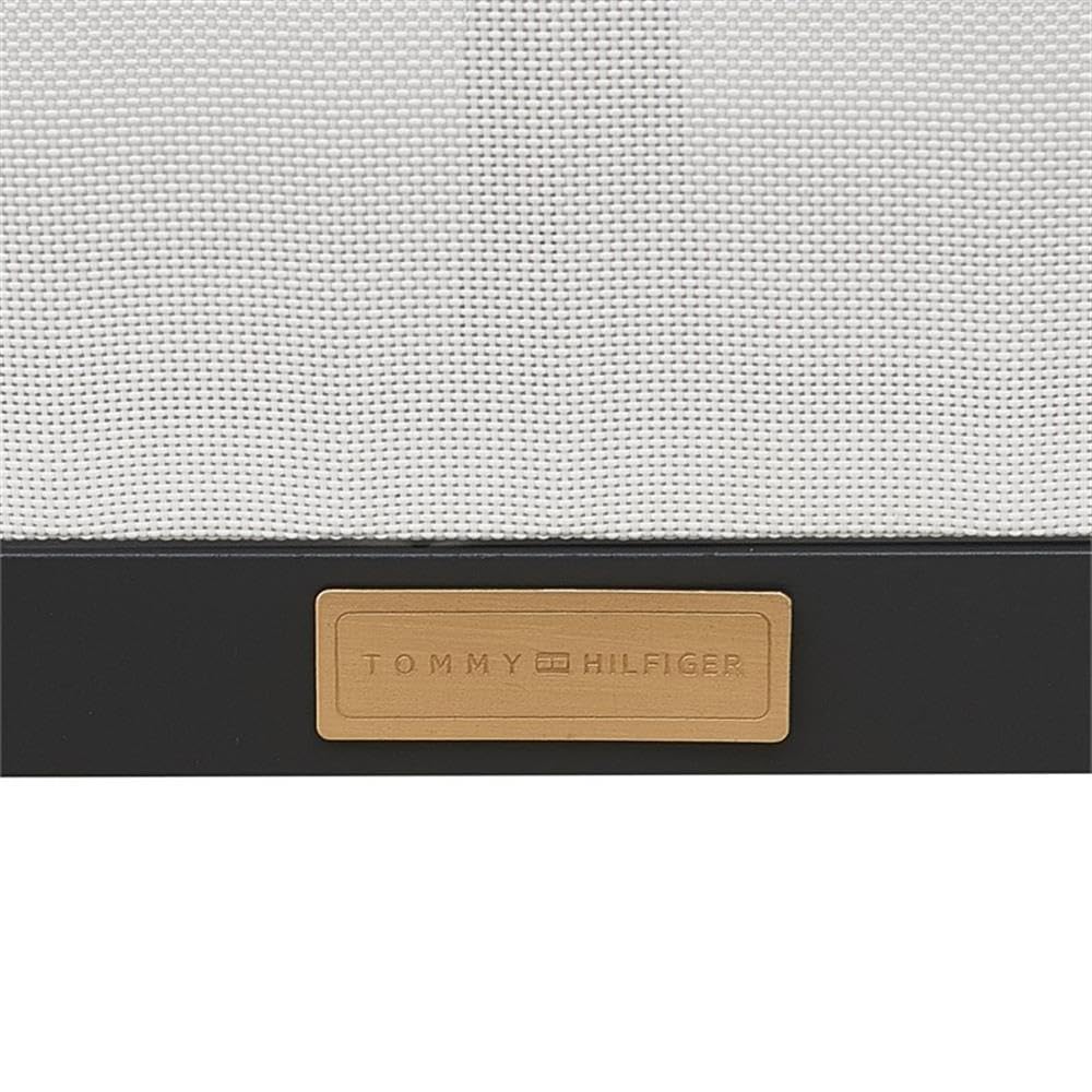 Tommy Hilfiger Hampton Outdoor Ottoman - Coastal White & Navy Stripe - Weather-Resistant Patio Furniture for Poolside, Deck or Garden Relaxation